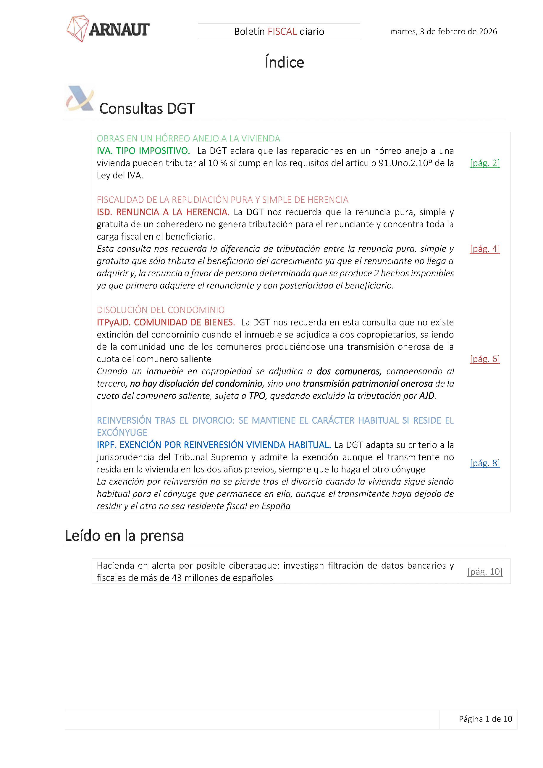 Boletín fiscal 03/02/2026