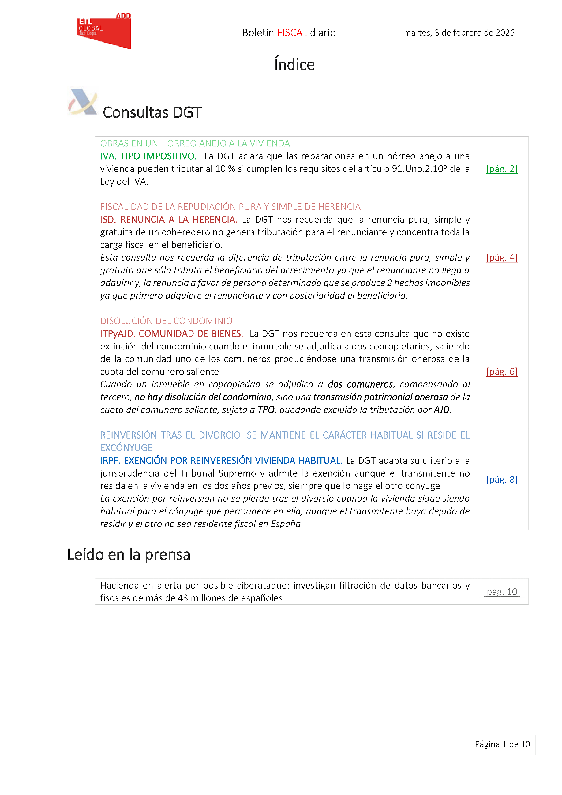 Boletín fiscal 03/02/2026
