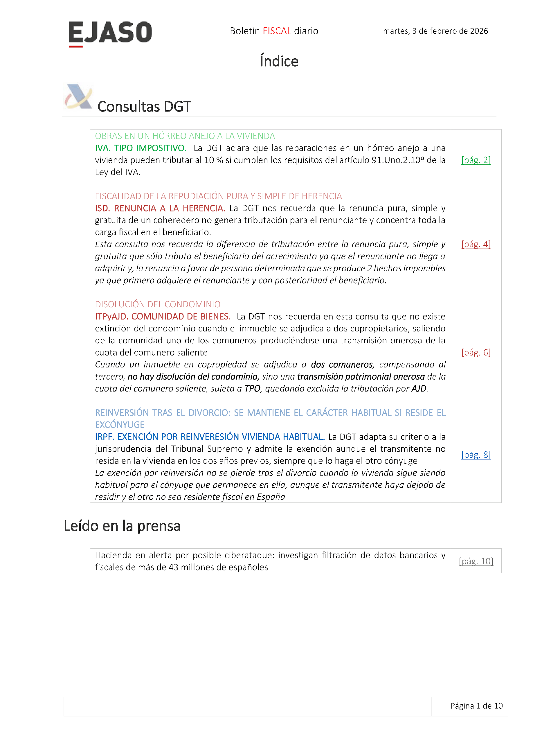Boletín fiscal 03/02/2026
