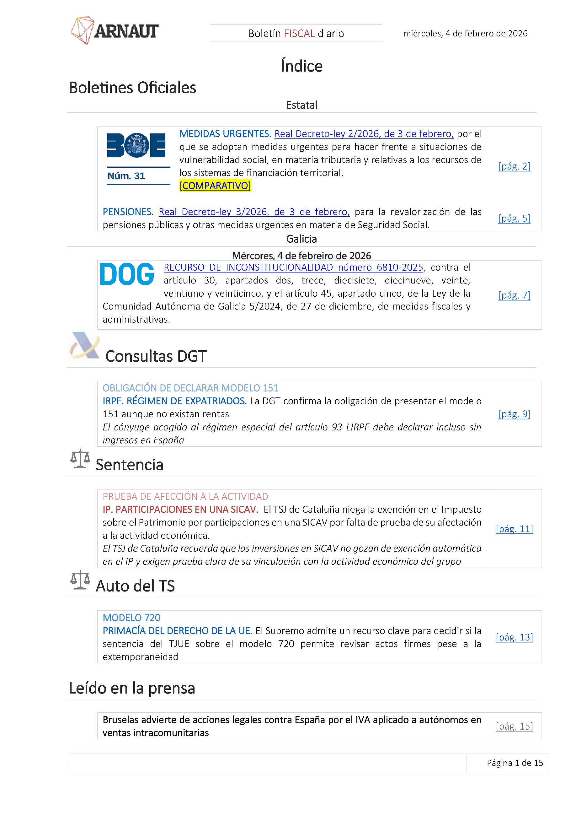 Boletín fiscal 04/02/2026