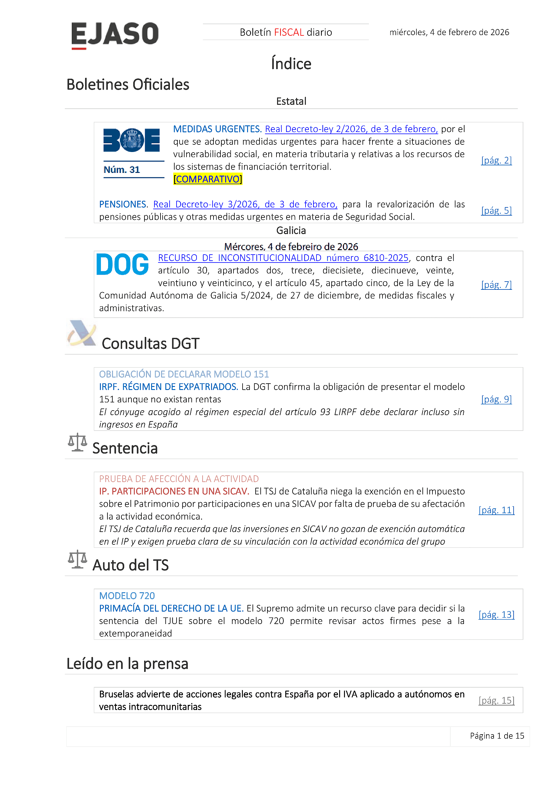 Boletín fiscal 04/02/2026