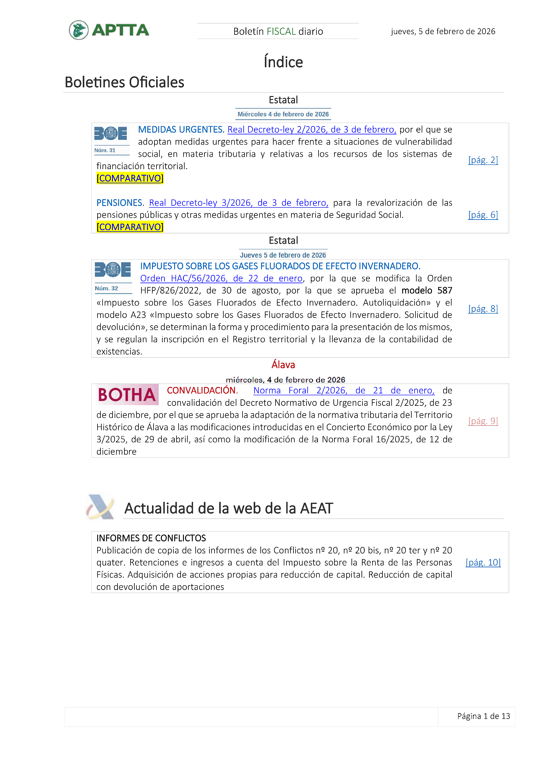 Boletín fiscal 05/02/2026