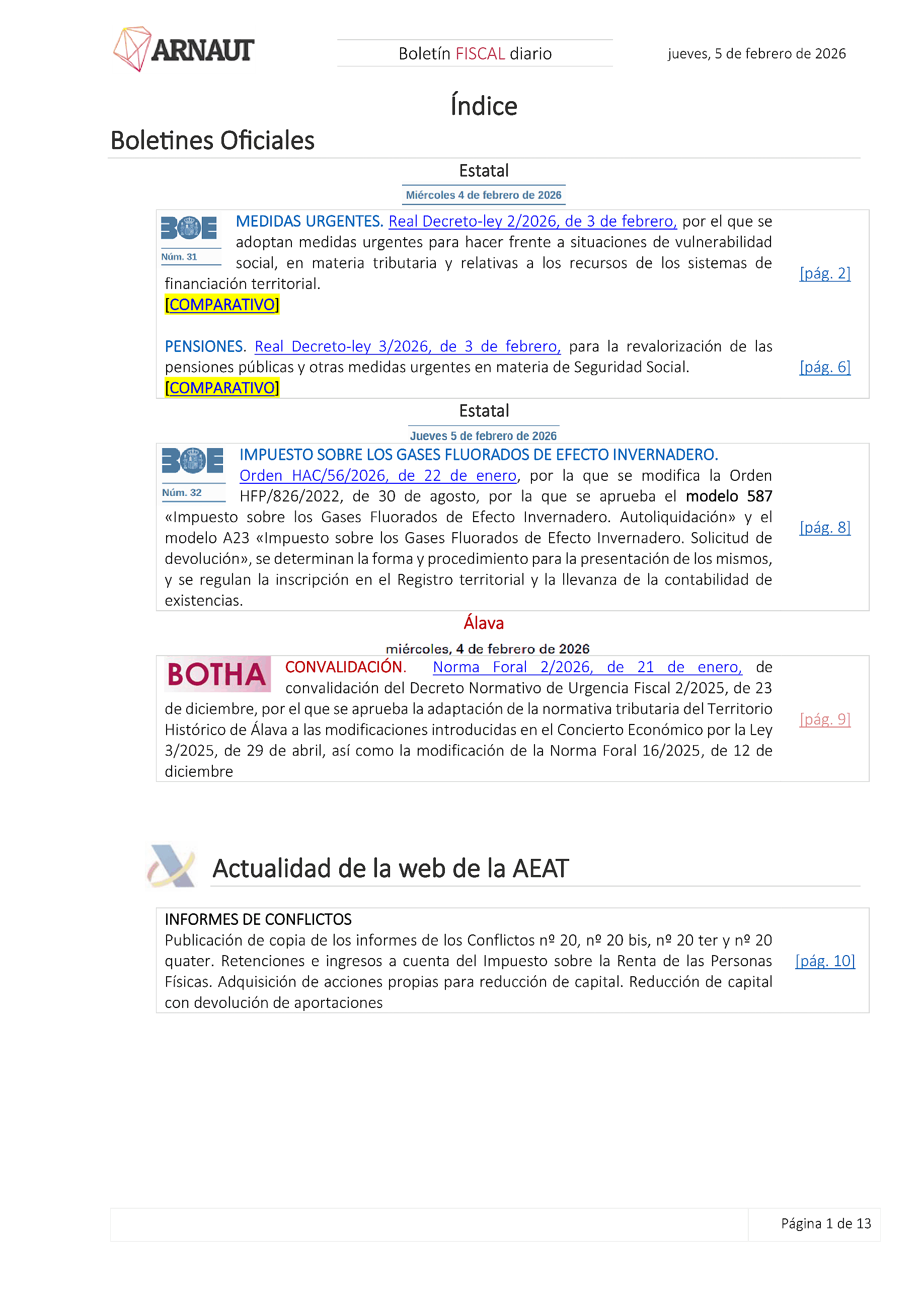 Boletín fiscal 05/02/2026