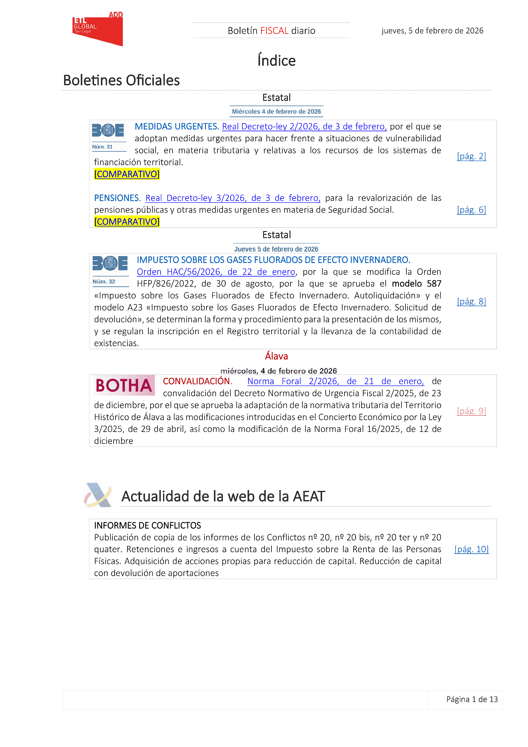 Boletín fiscal 05/02/2026