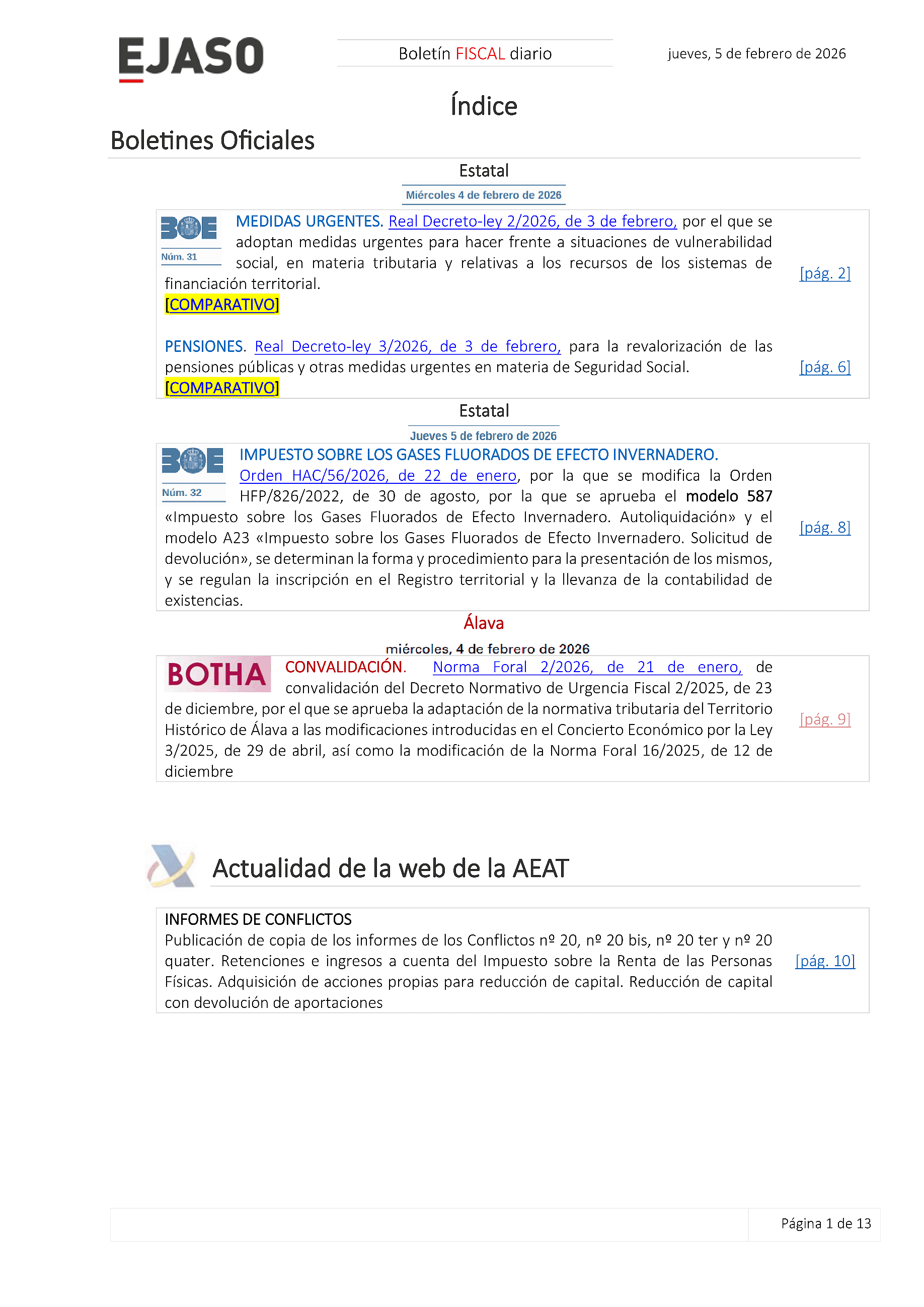 Boletín fiscal 05/02/2026