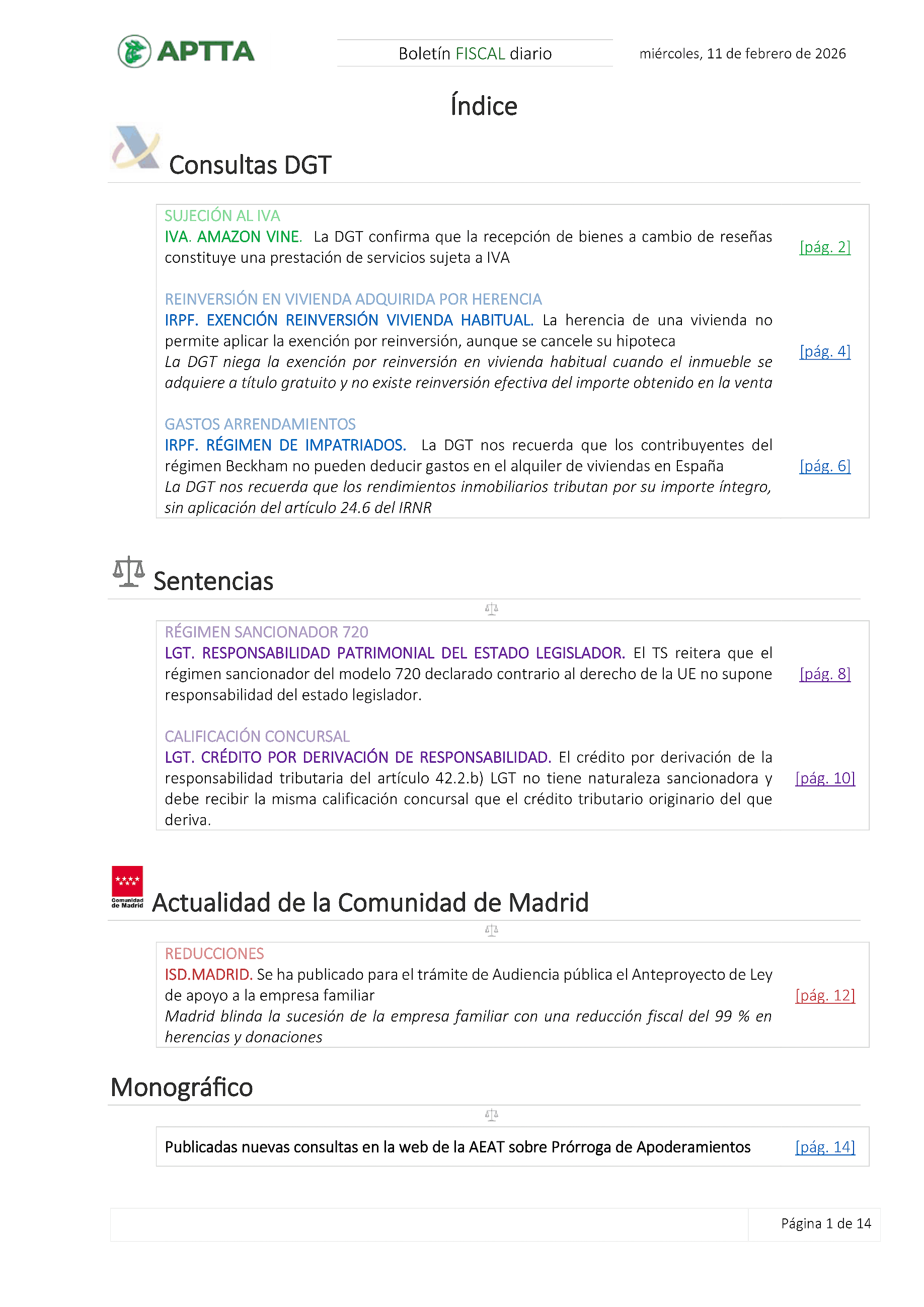 Boletín fiscal 11/02/2026