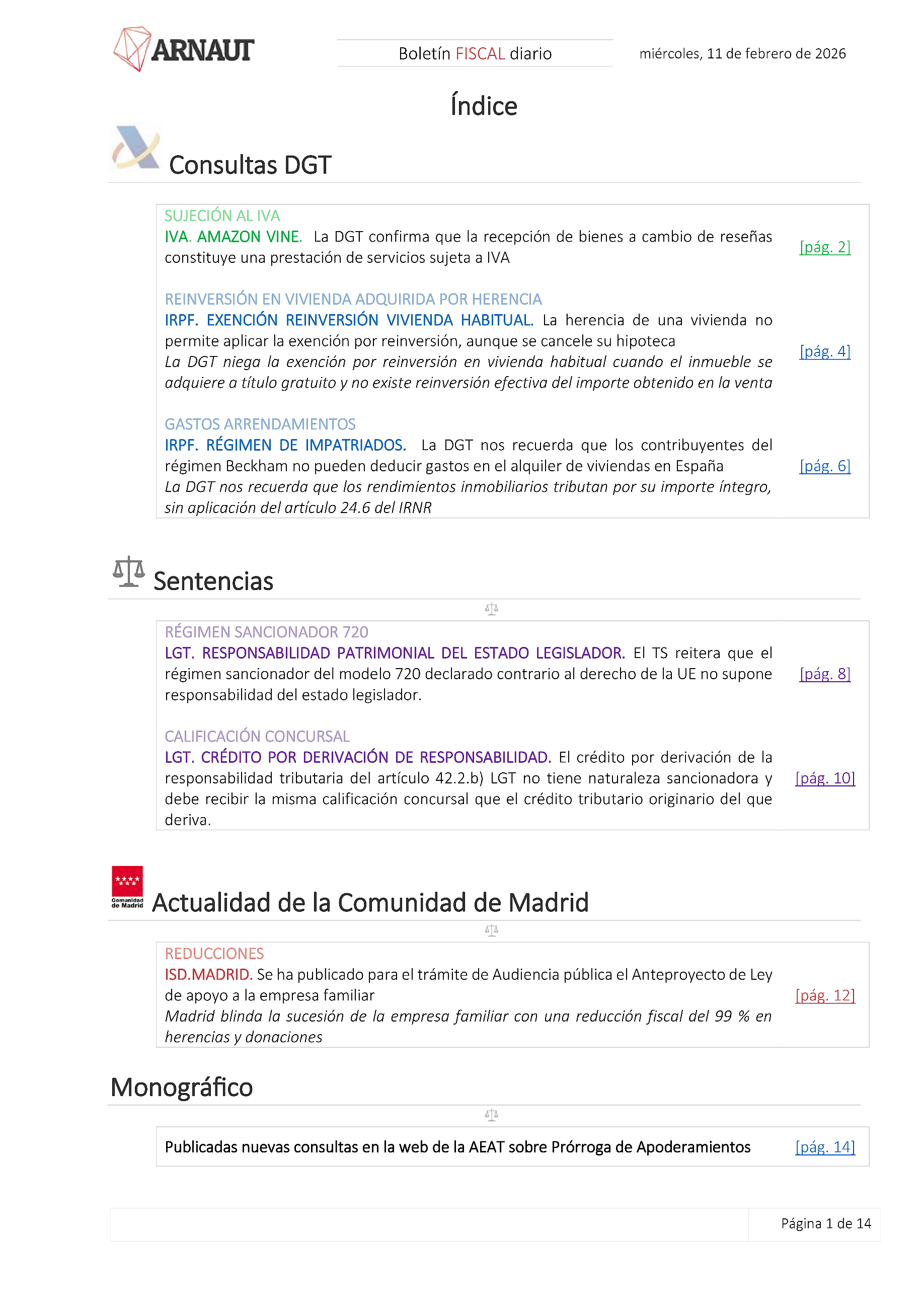 Boletín fiscal 11/02/2026