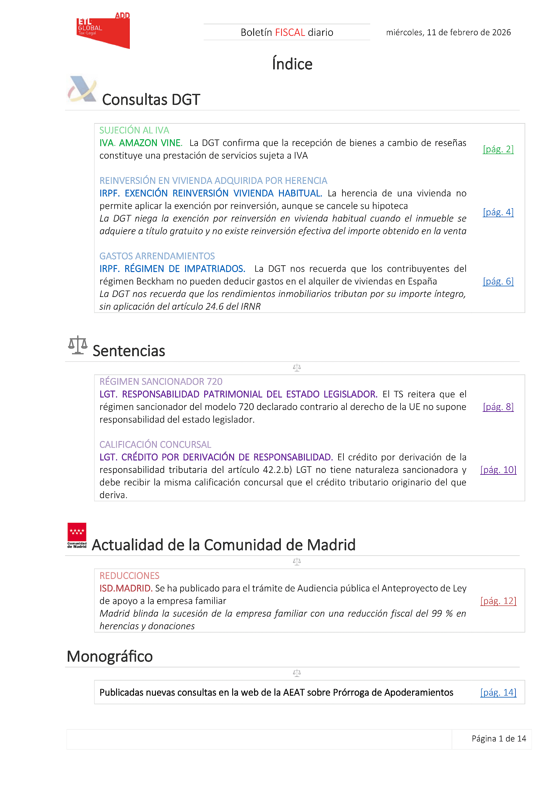 Boletín fiscal 11/02/2026