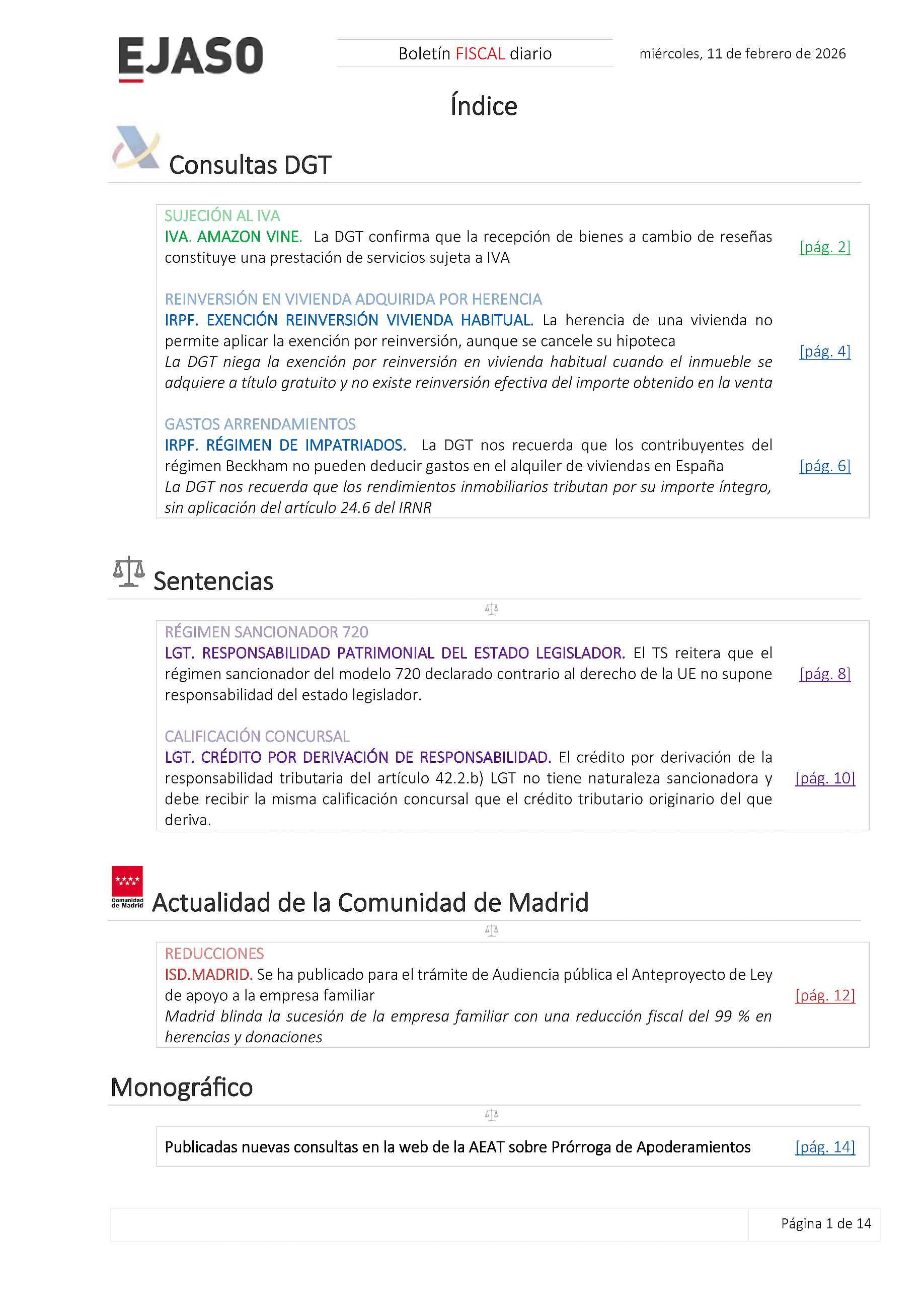 Boletín fiscal 11/02/2026