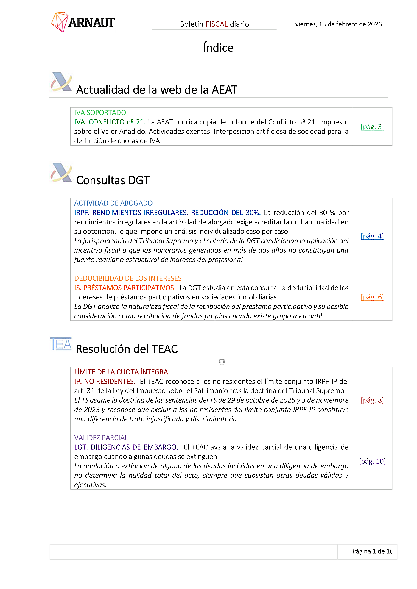 Boletín fiscal 13/02/2026