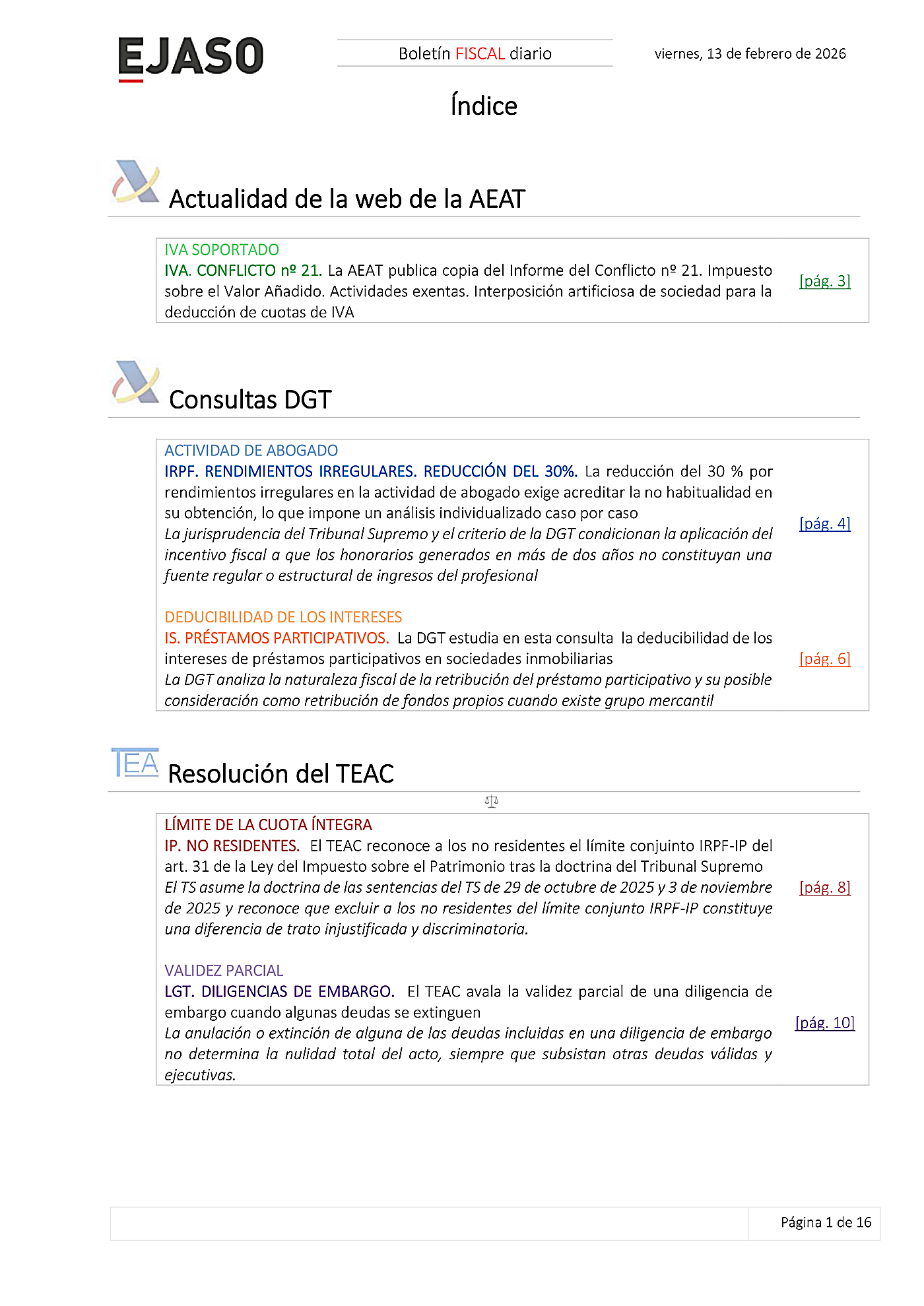 Boletín fiscal 13/02/2026