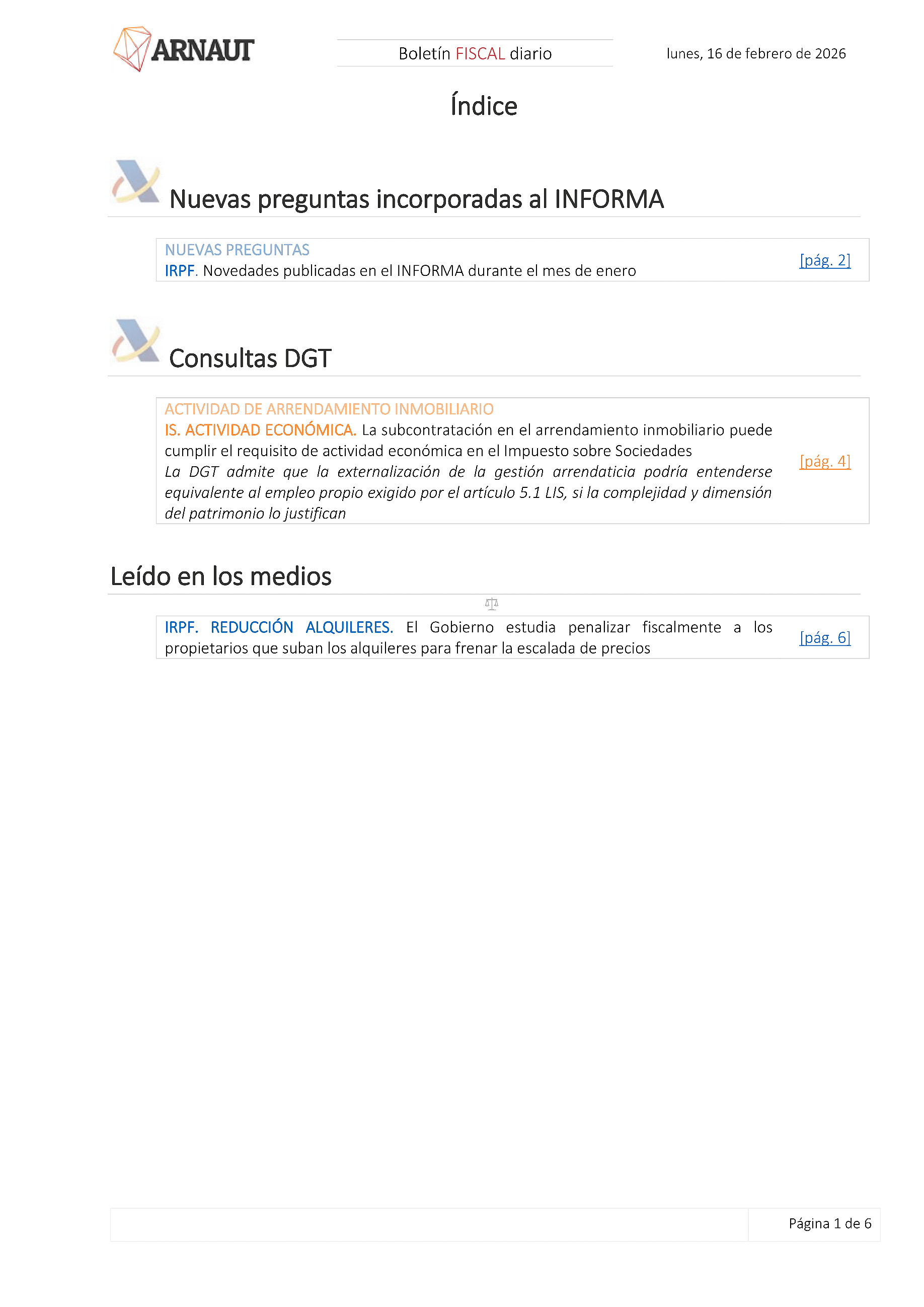Boletín fiscal 16/02/2026