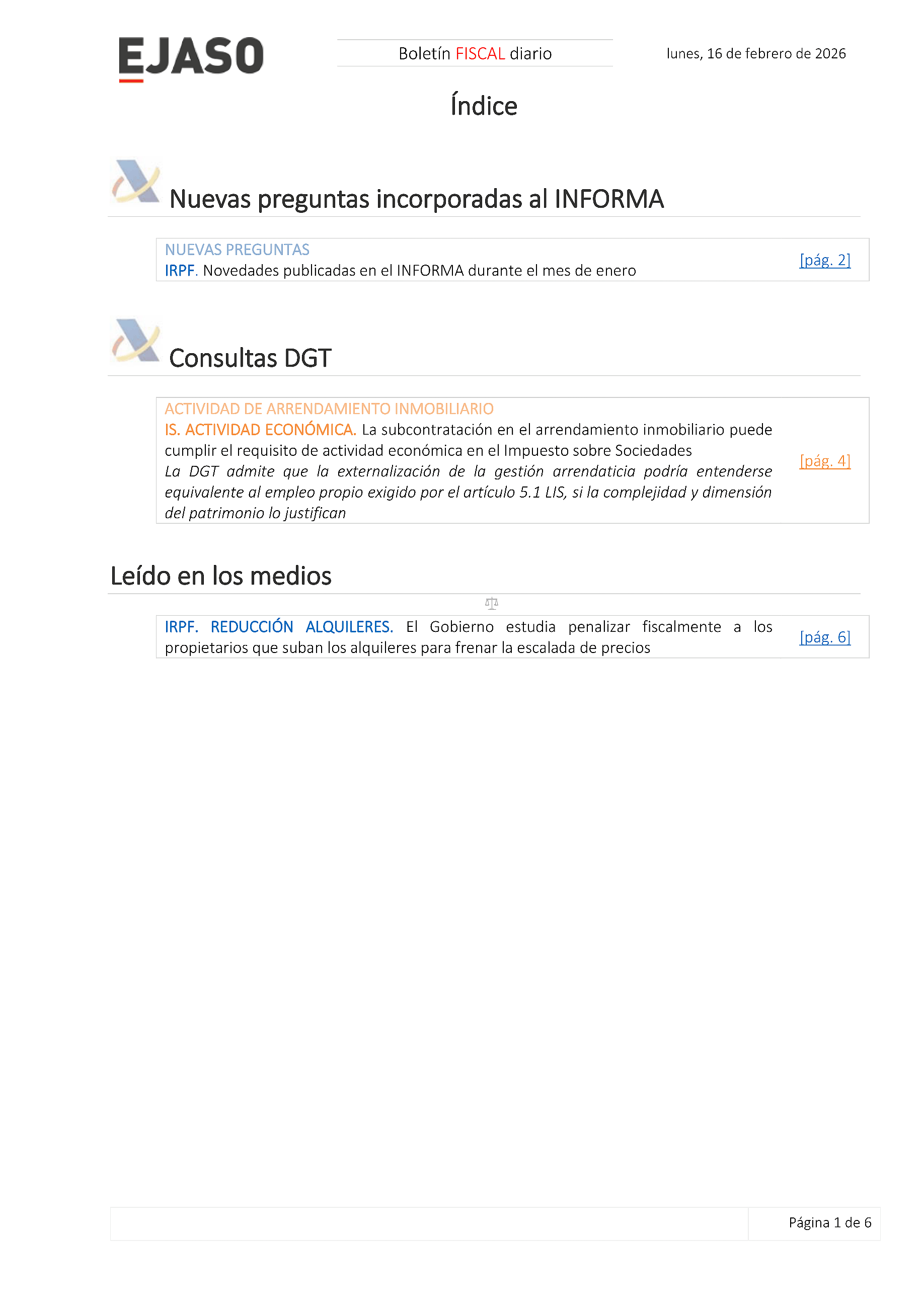 Boletín fiscal 16/02/2026