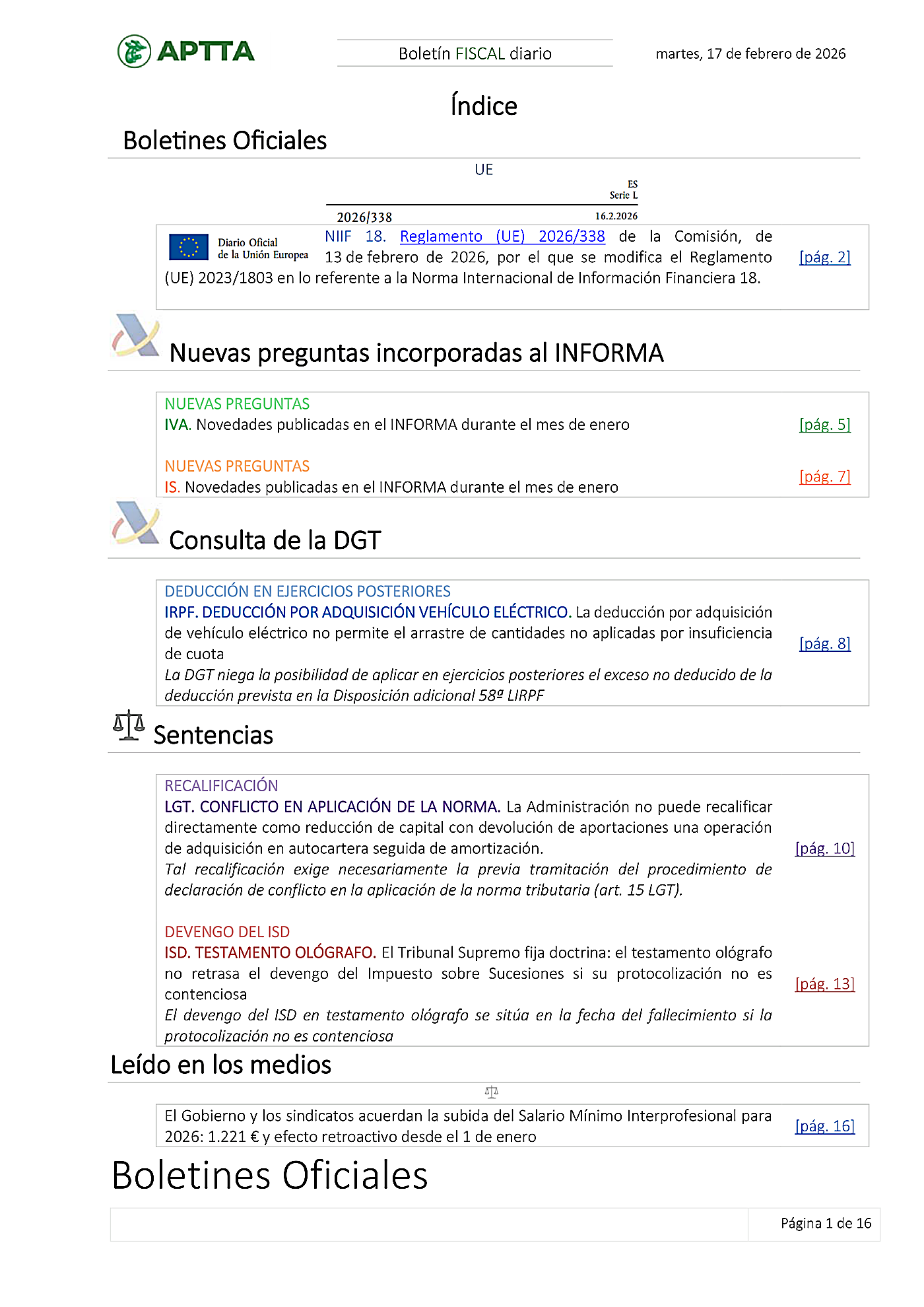 Boletín fiscal 17/02/2026