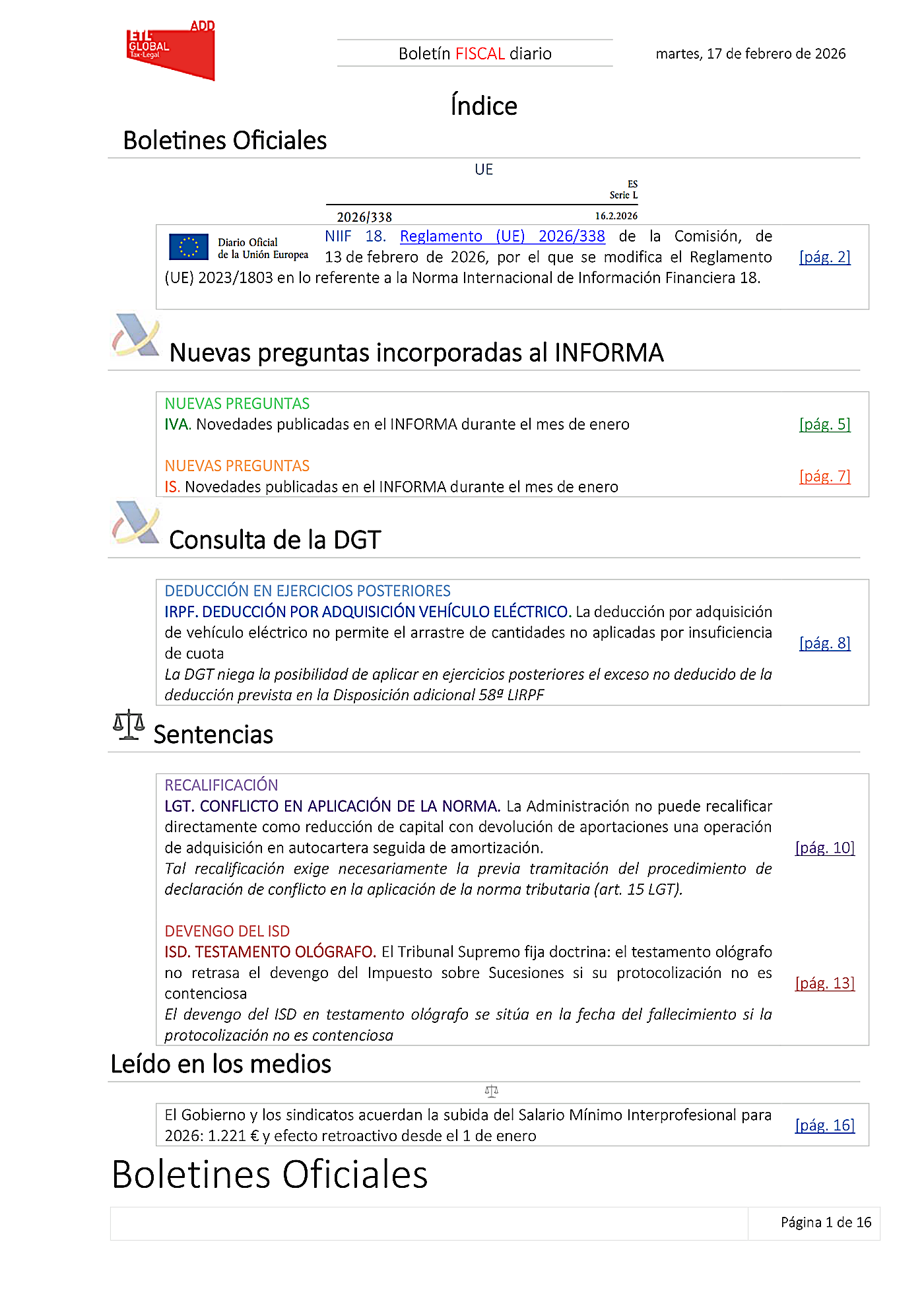 Boletín fiscal 17/02/2026