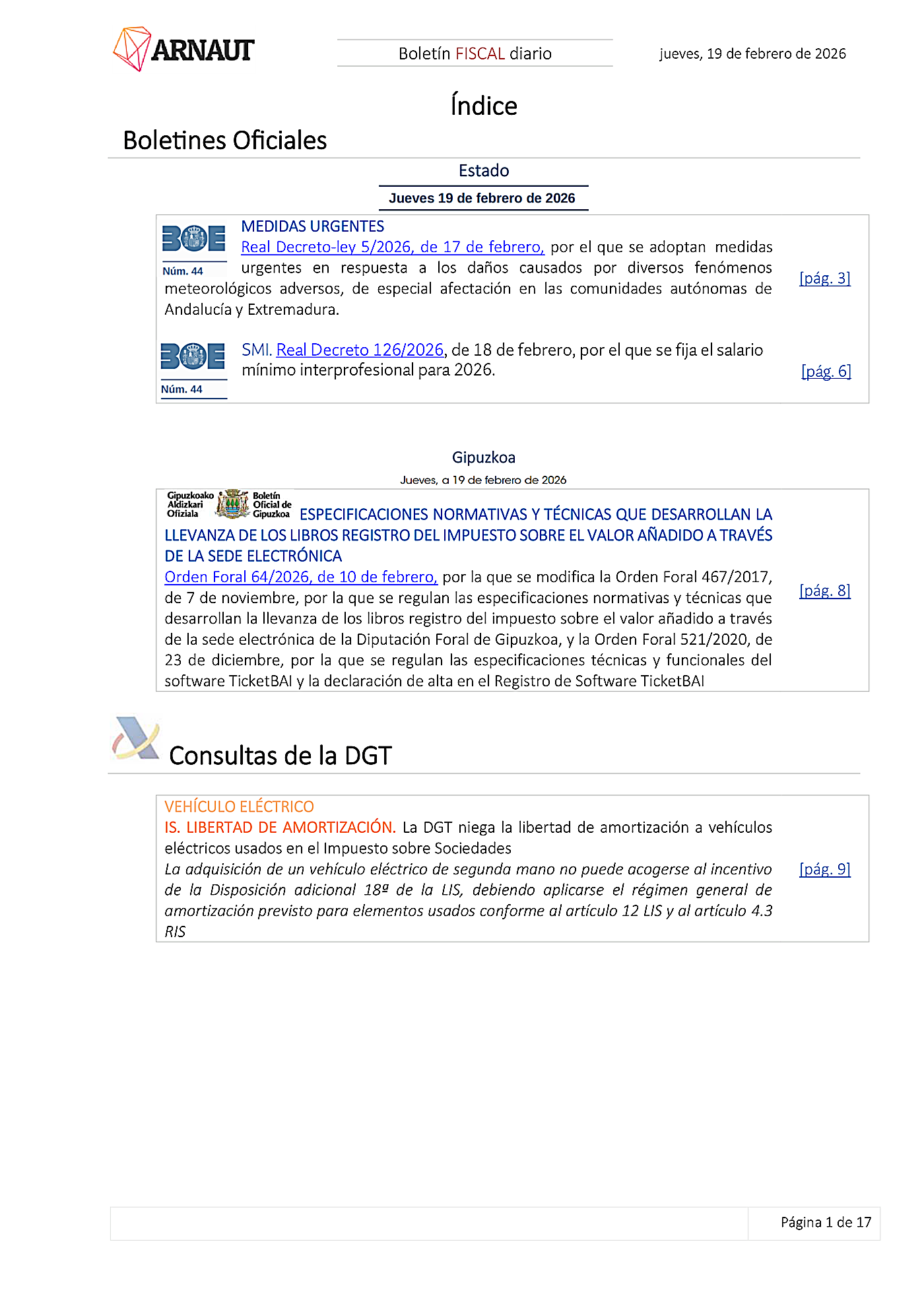 Boletín fiscal 19/02/2026