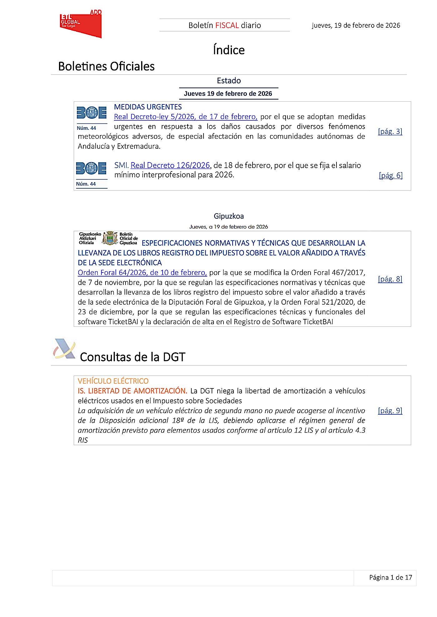 Boletín fiscal 19/02/2026