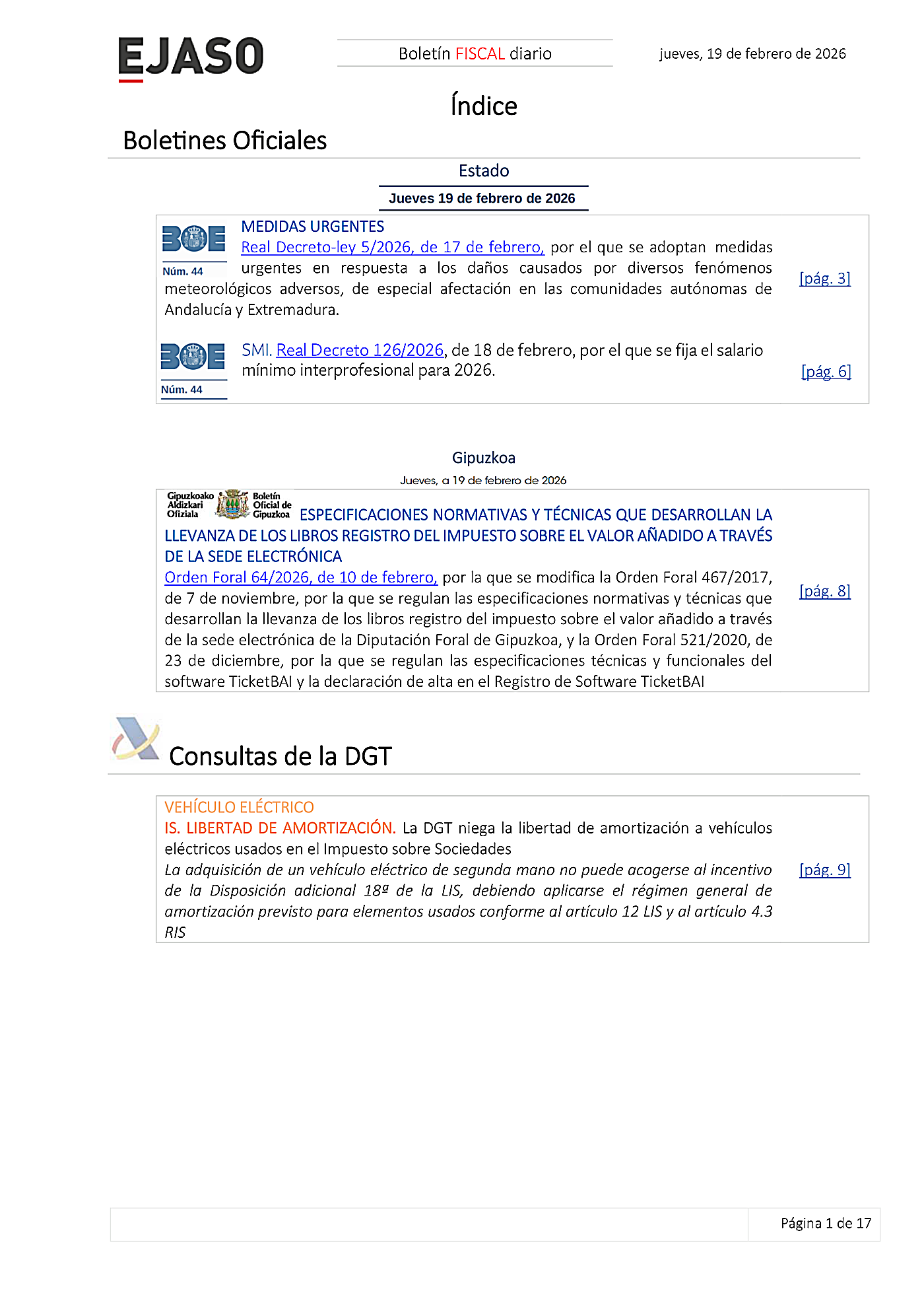 Boletín fiscal 19/02/2026