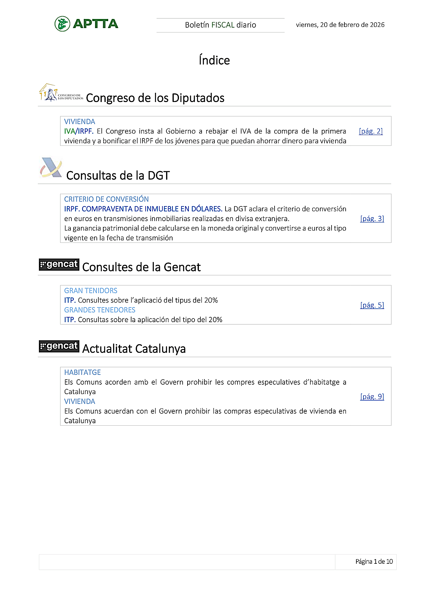 Boletín fiscal 20/02/2026