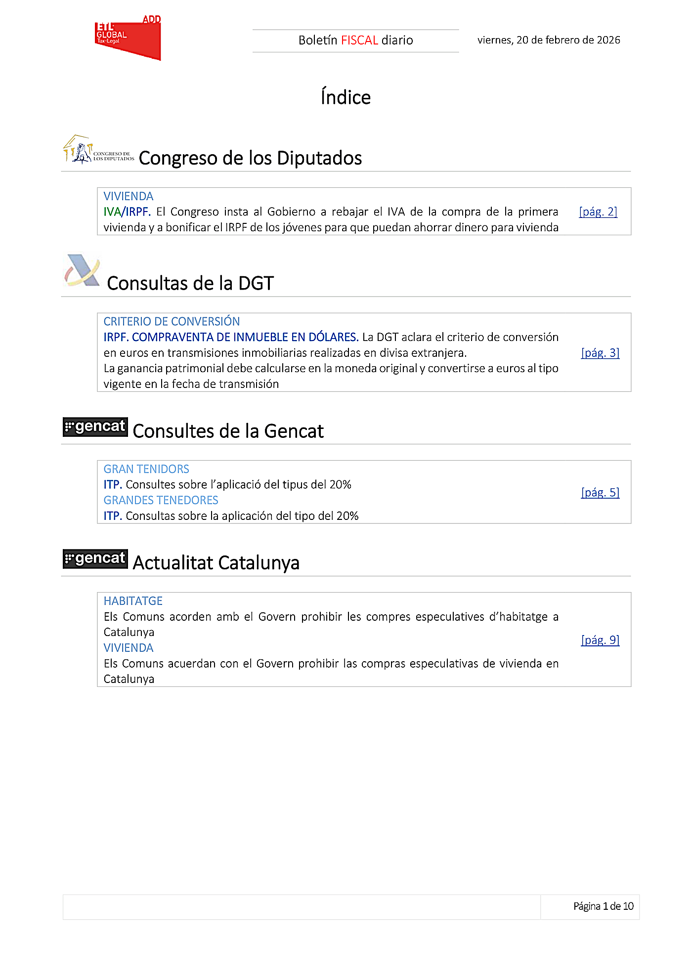 Boletín fiscal 20/02/2026