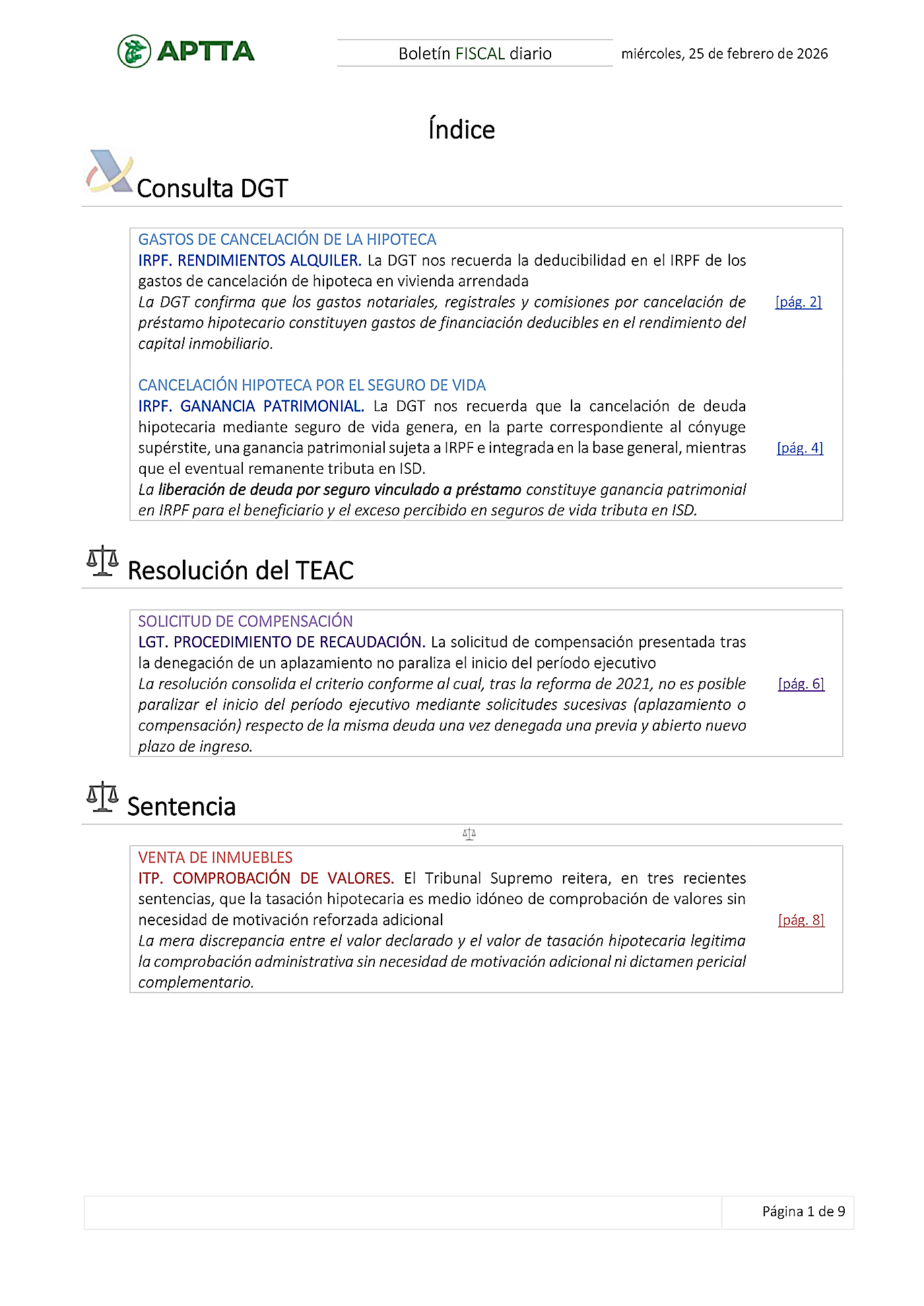 Boletín fiscal 25/02/2026