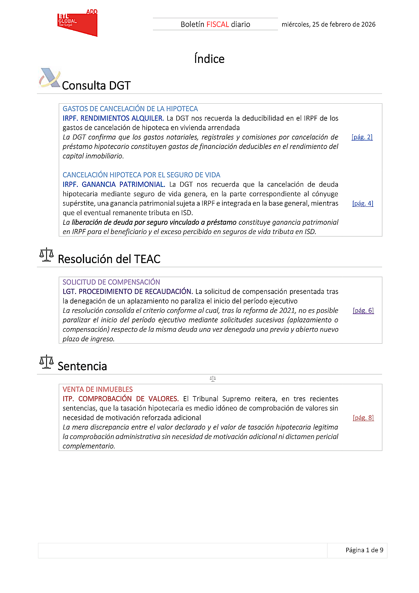 Boletín fiscal 25/02/2026