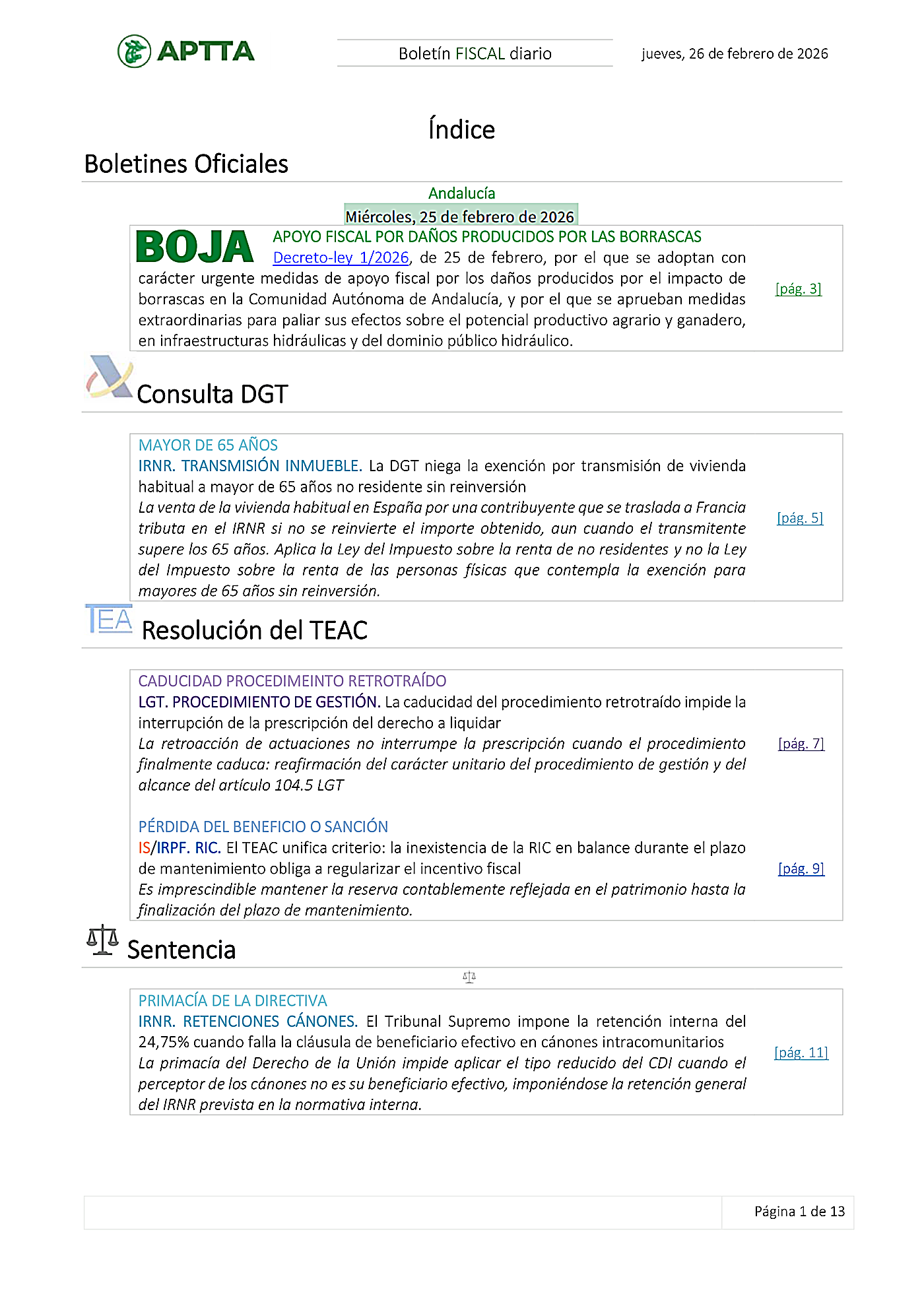 Boletín fiscal 26/02/2026