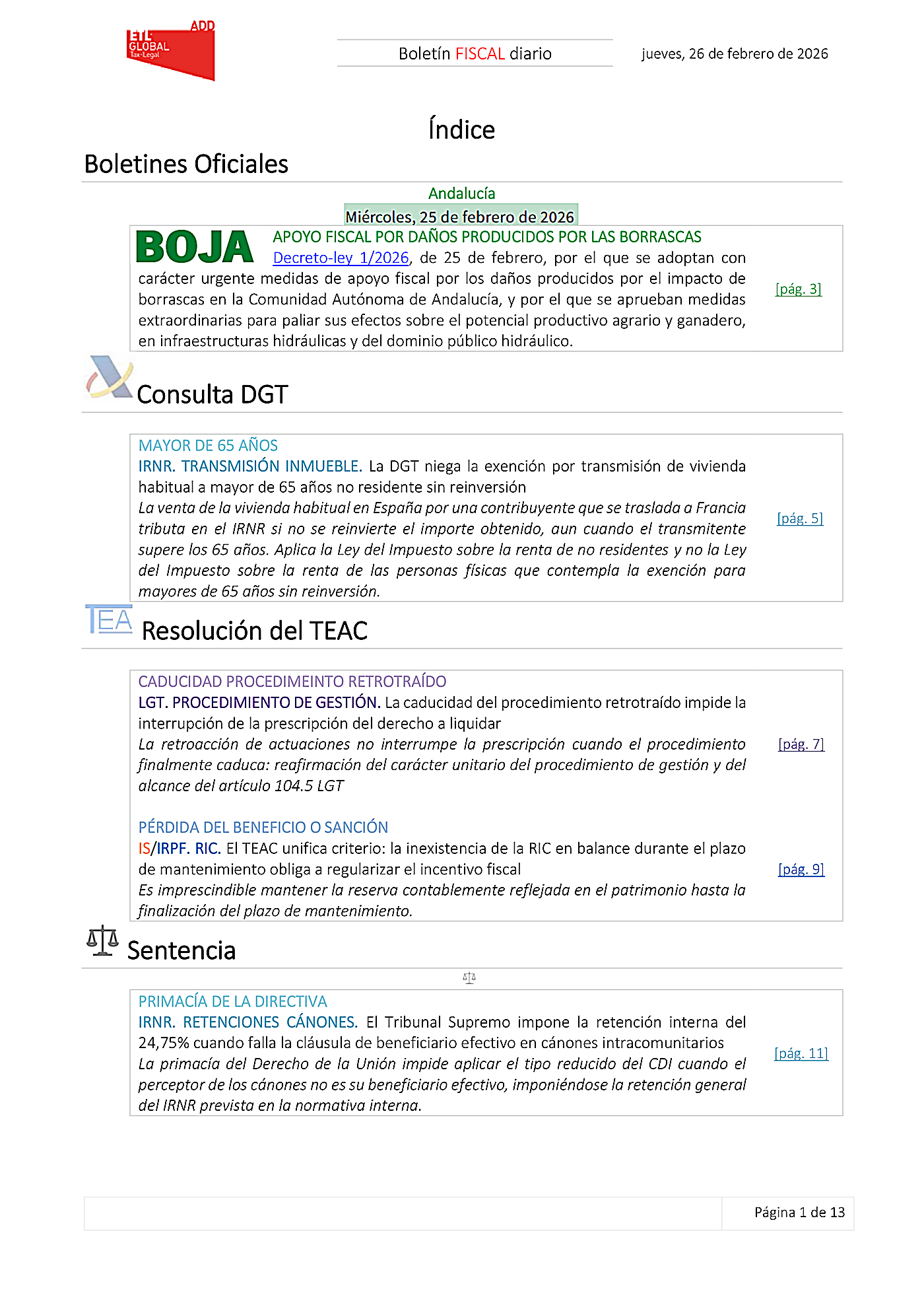Boletín fiscal 26/02/2026