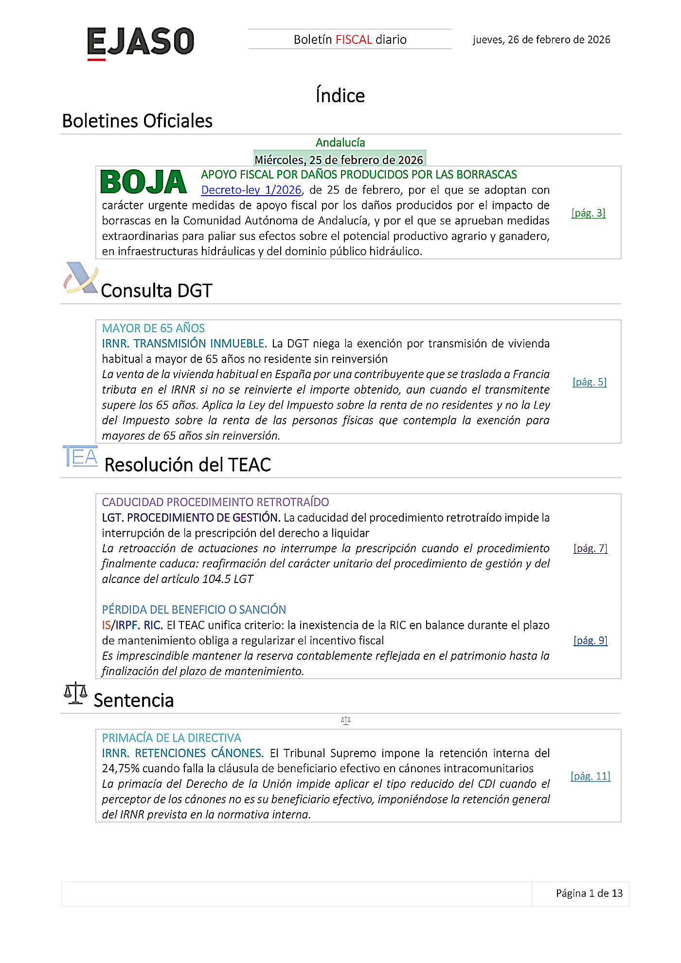 Boletín fiscal 26/02/2026