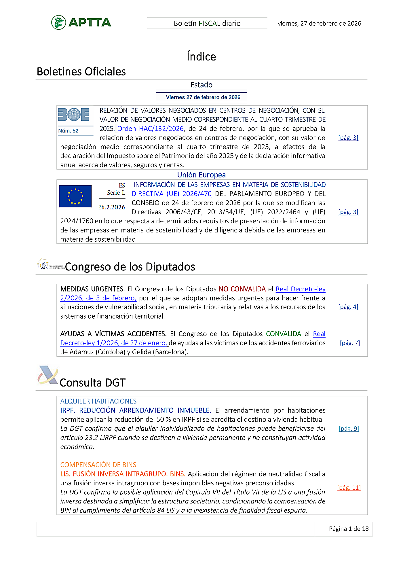 Boletín fiscal 27/02/2026