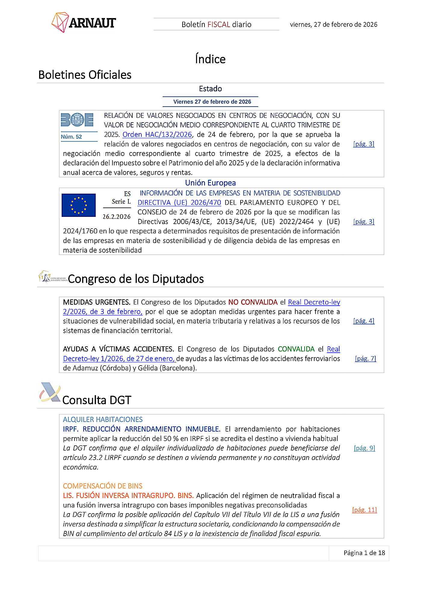 Boletín fiscal 27/02/2026