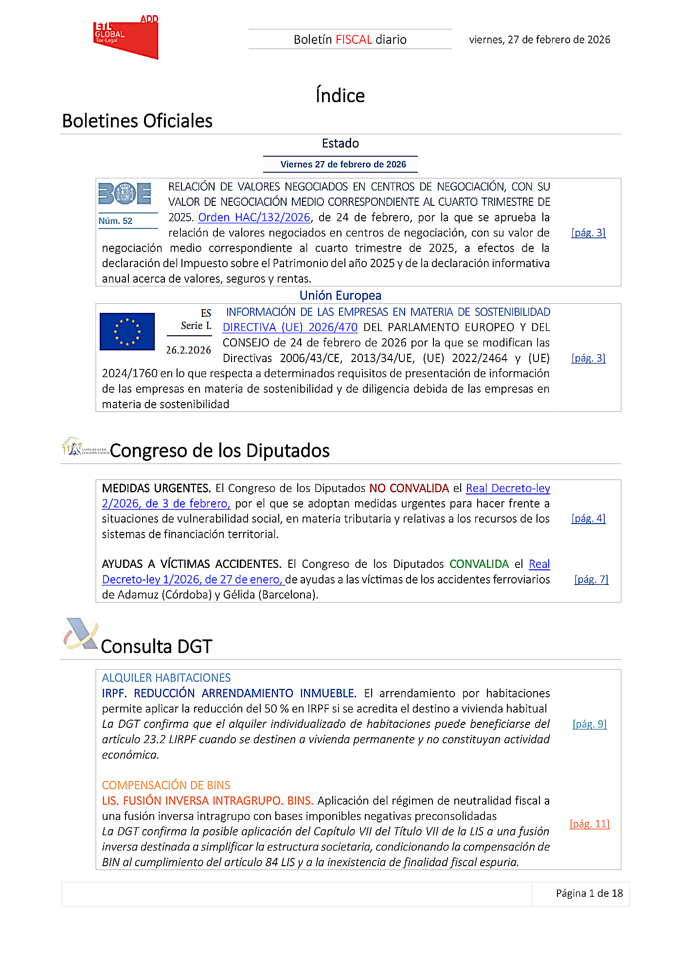 Boletín fiscal 27/02/2026