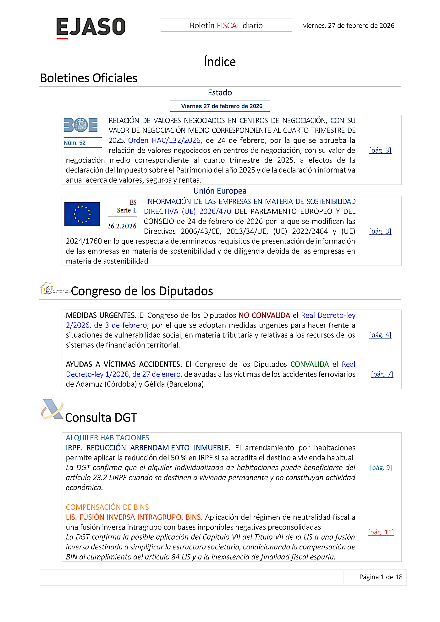 Boletín fiscal 27/02/2026