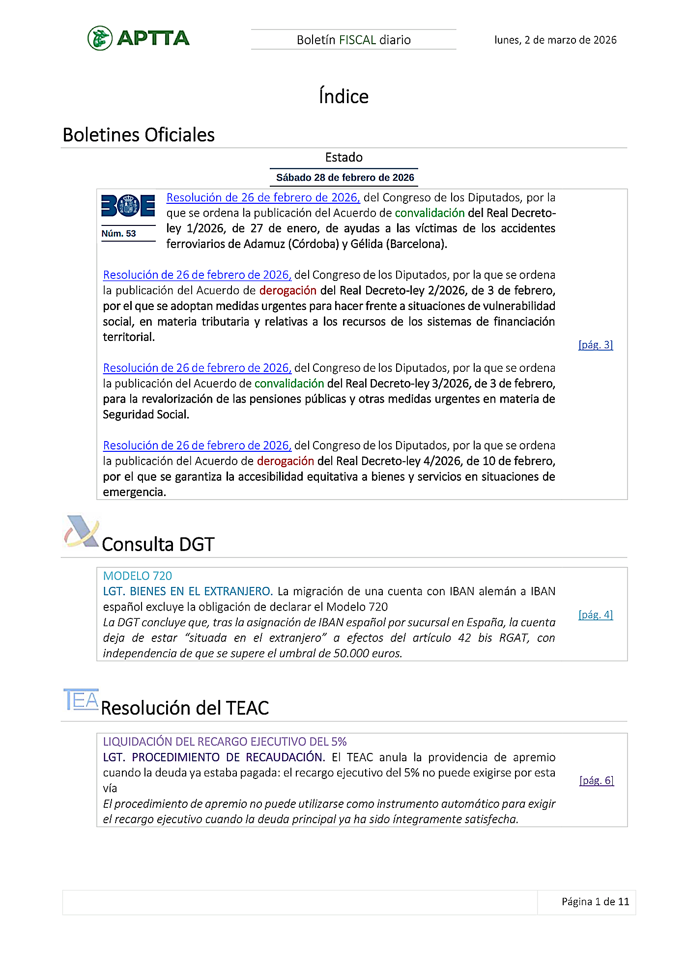 Boletín fiscal 02/03/2026