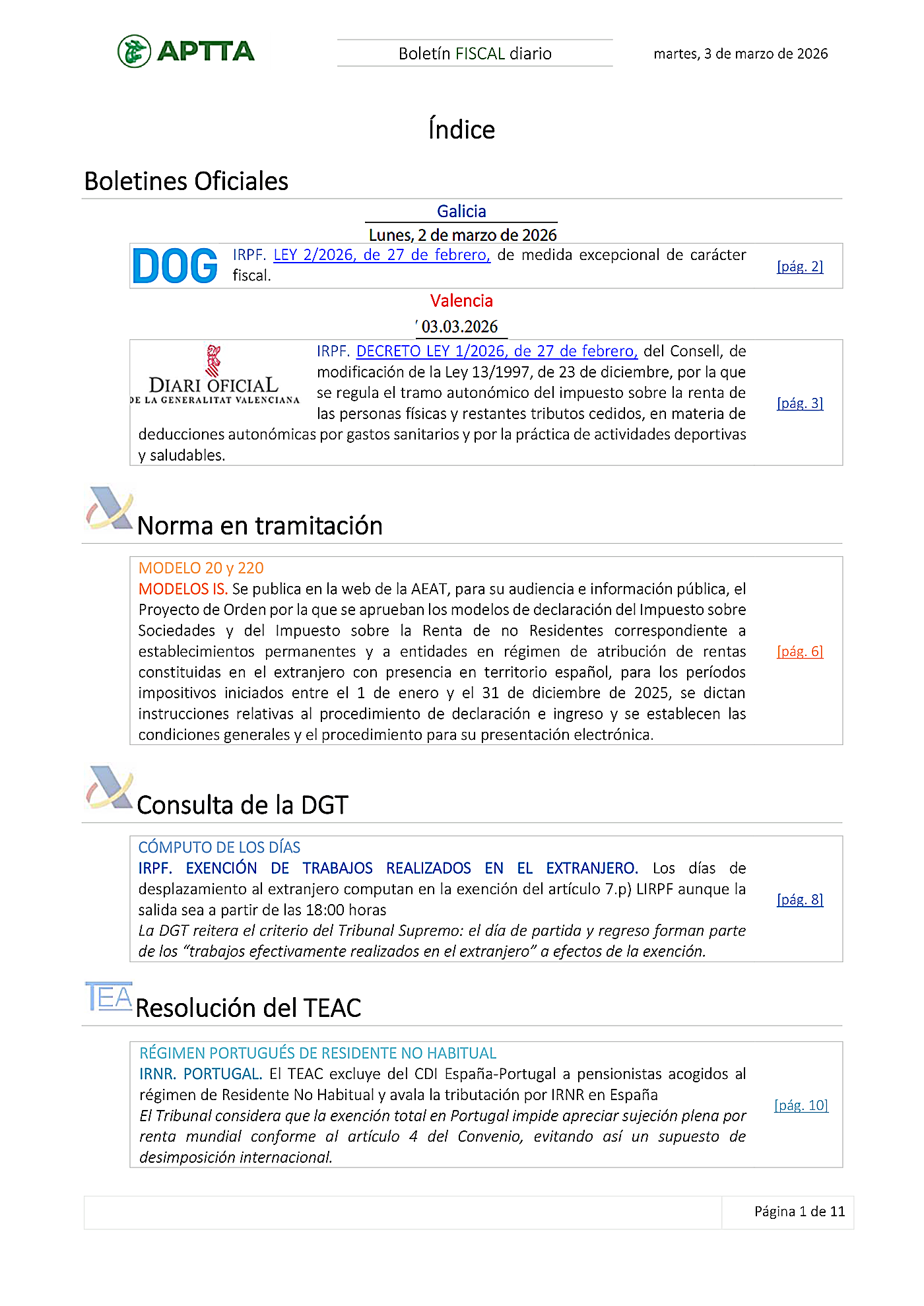 Boletín fiscal 03/03/2026