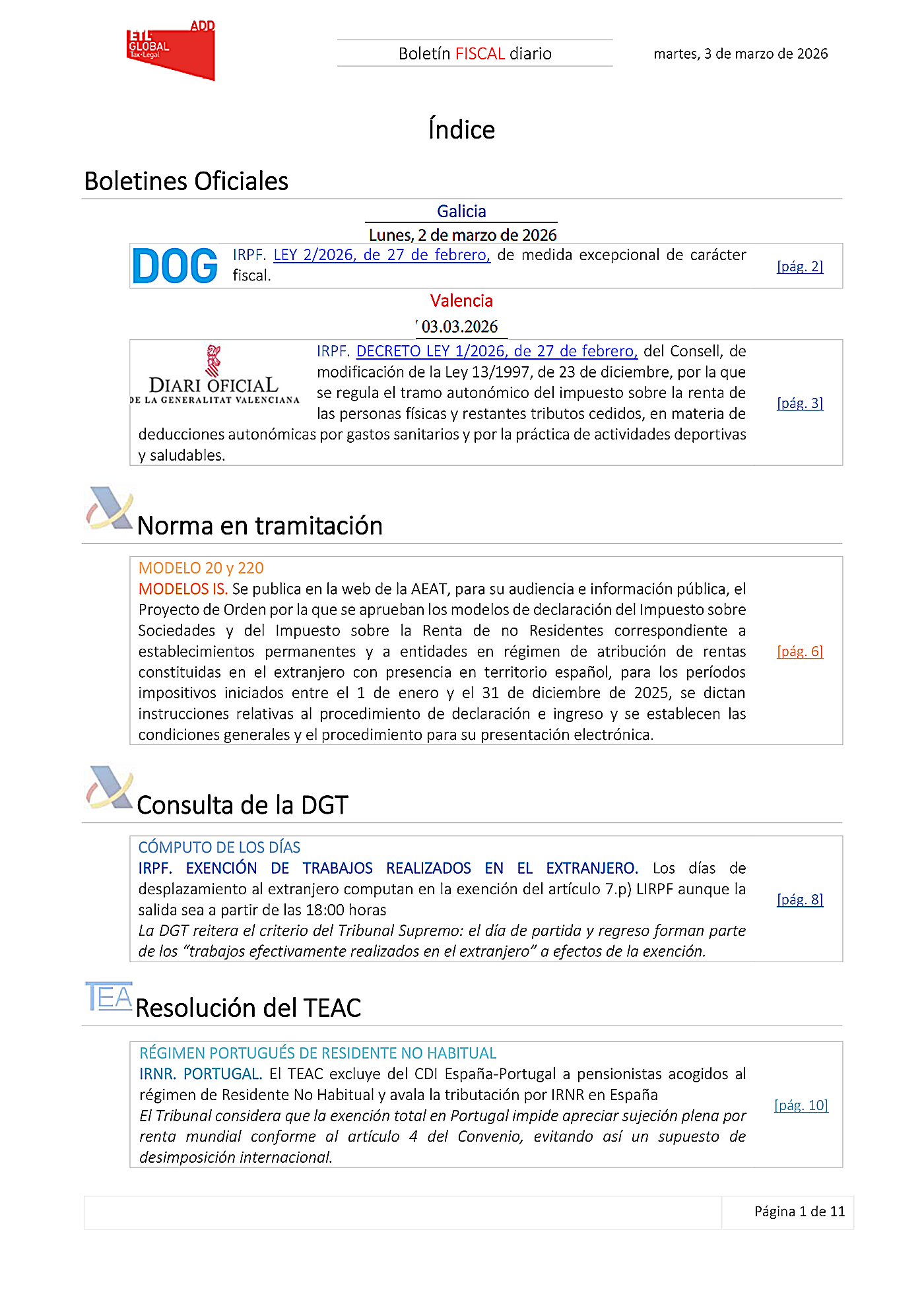 Boletín fiscal 03/03/2026