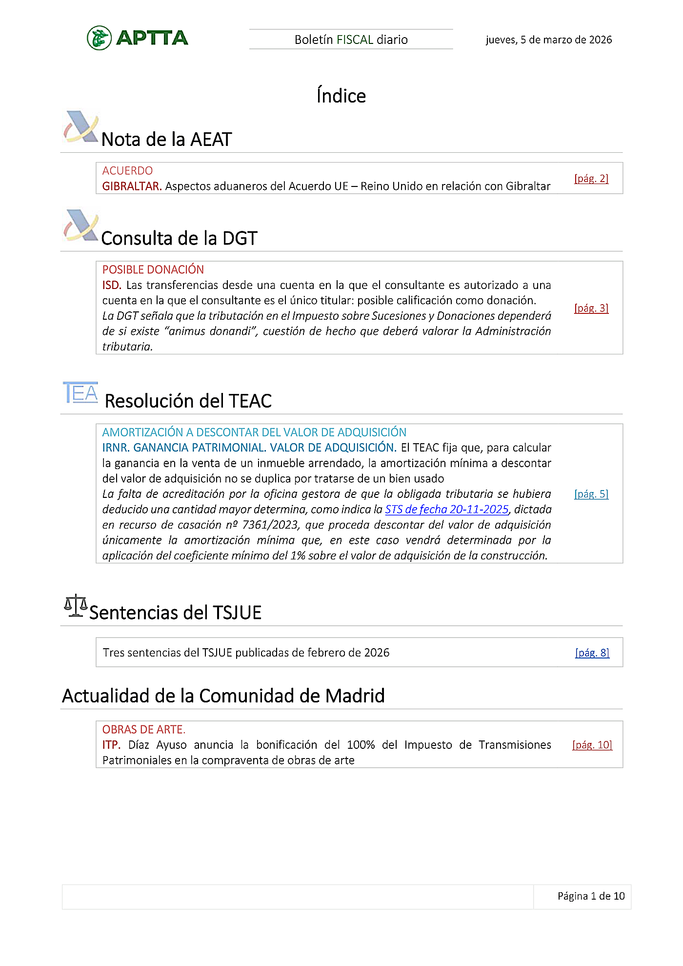 Boletín fiscal 05/03/2026