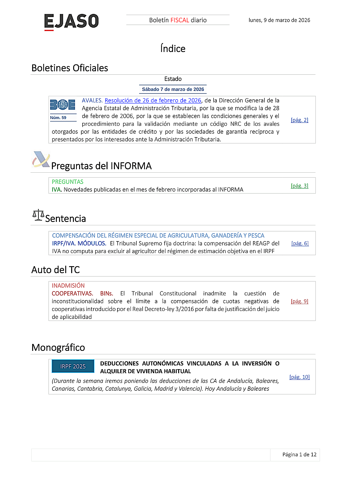 Boletín fiscal 09/03/2026
