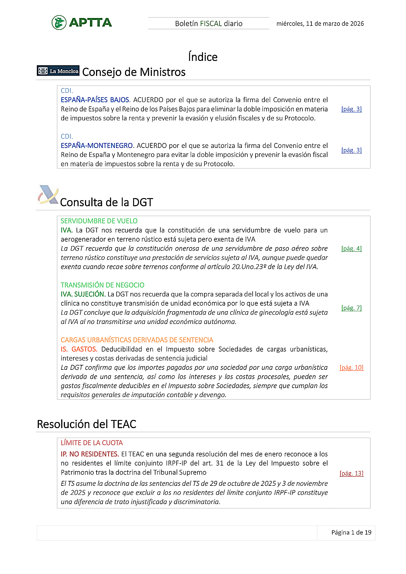 Boletín fiscal 11/03/2026