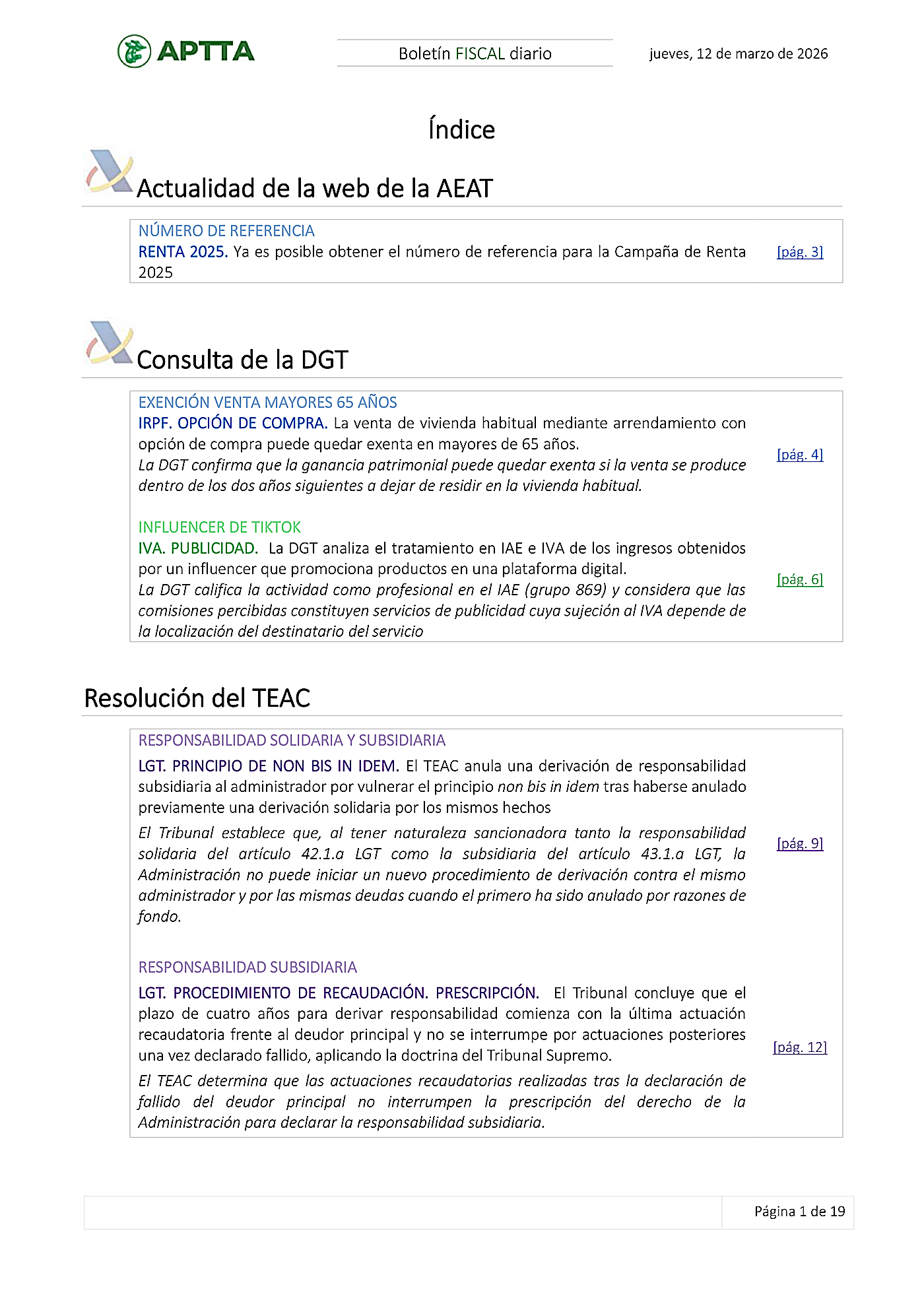 Boletín fiscal 12/03/2026