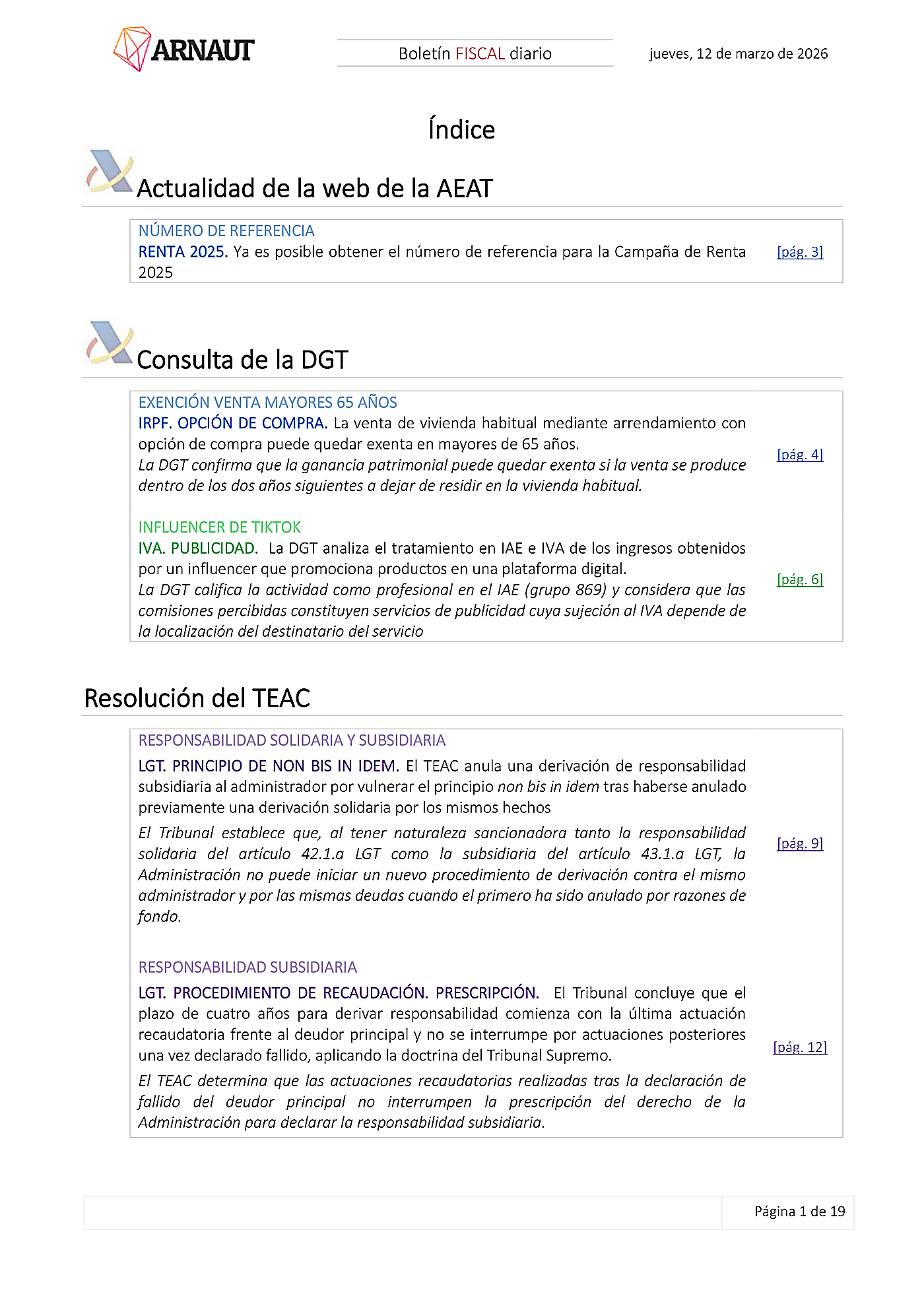 Boletín fiscal 12/03/2026