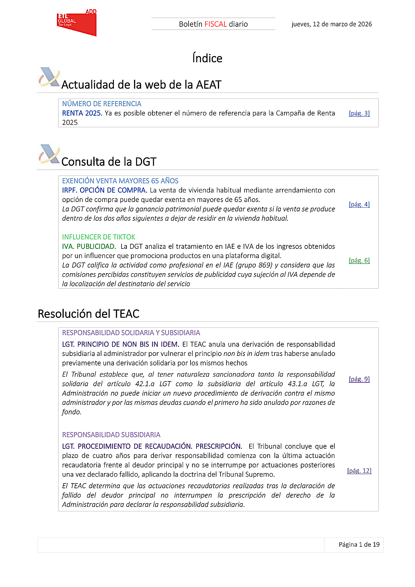 Boletín fiscal 12/03/2026