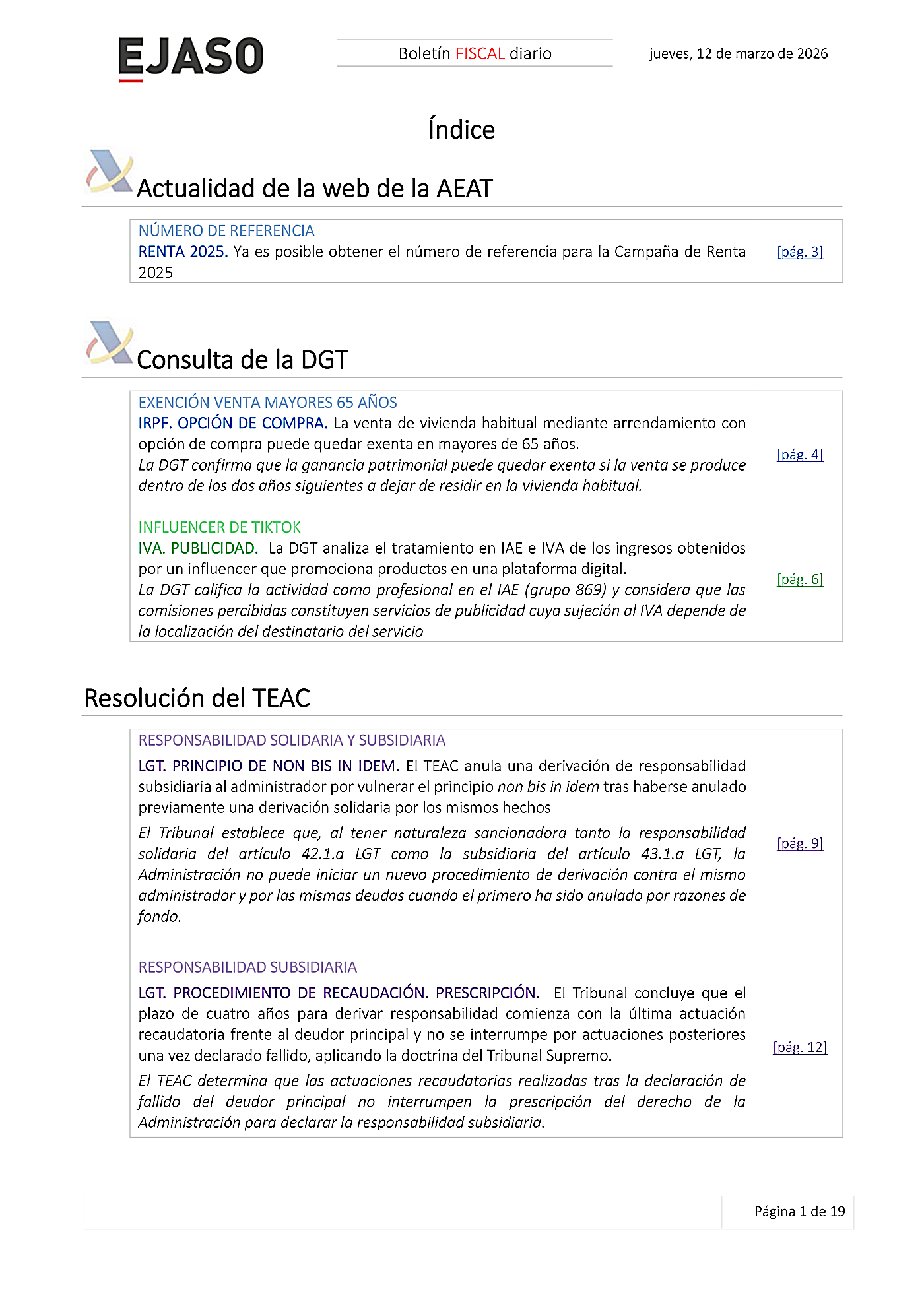 Boletín fiscal 12/03/2026