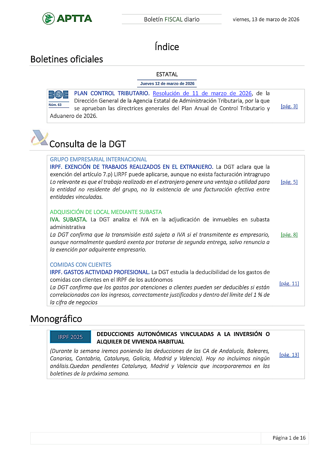 Boletín fiscal 13/03/2026