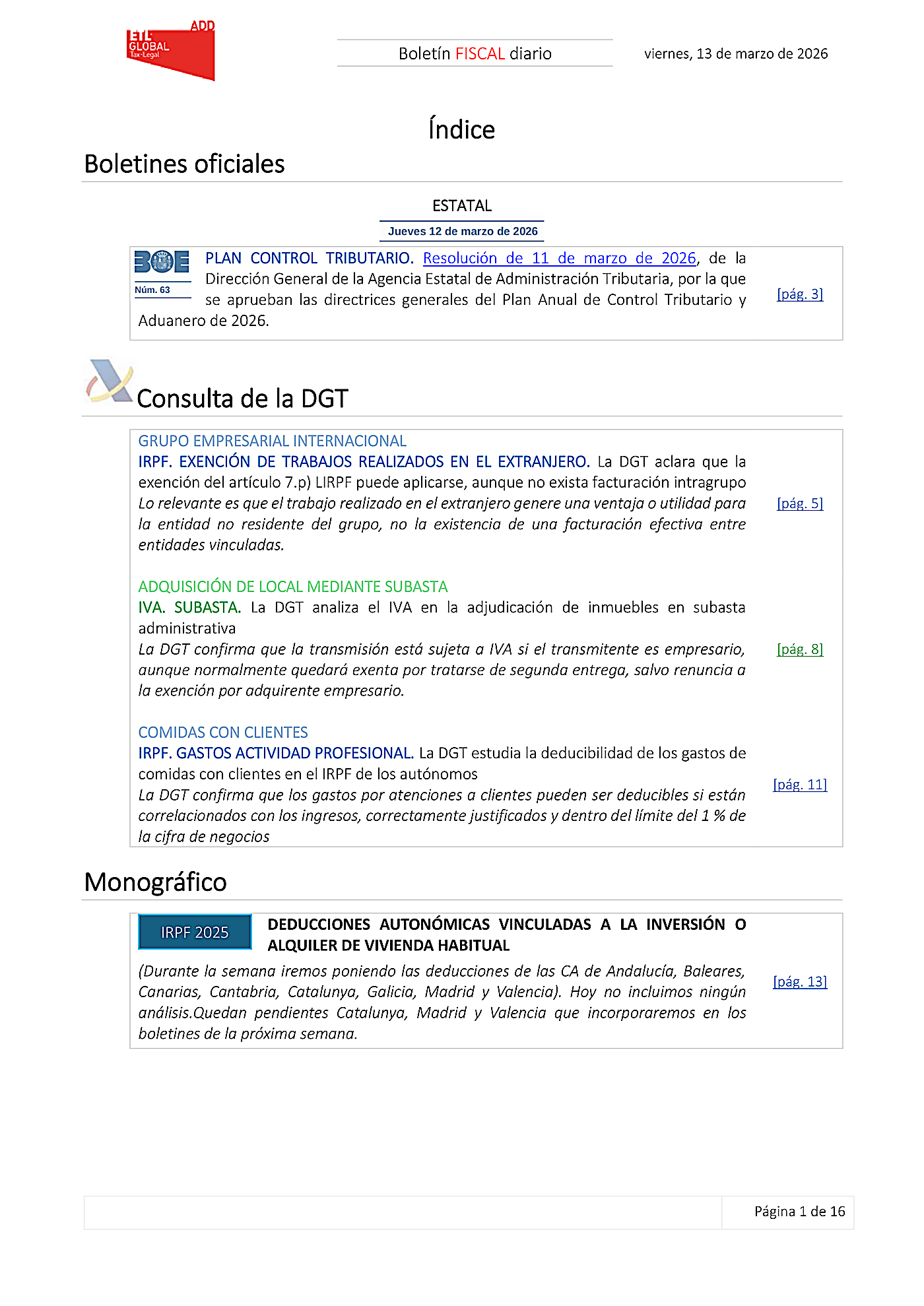 Boletín fiscal 13/03/2026