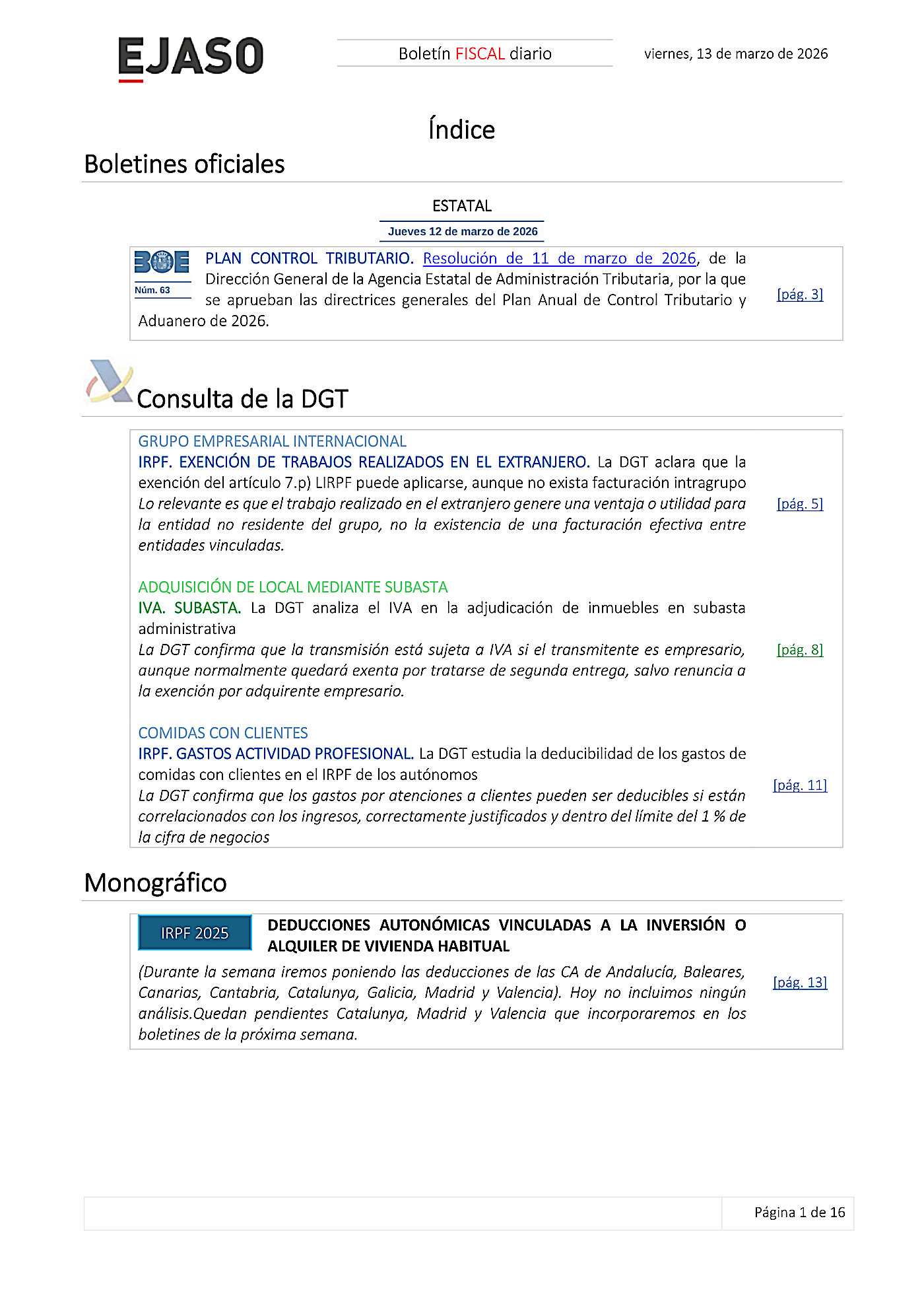 Boletín fiscal 13/03/2026