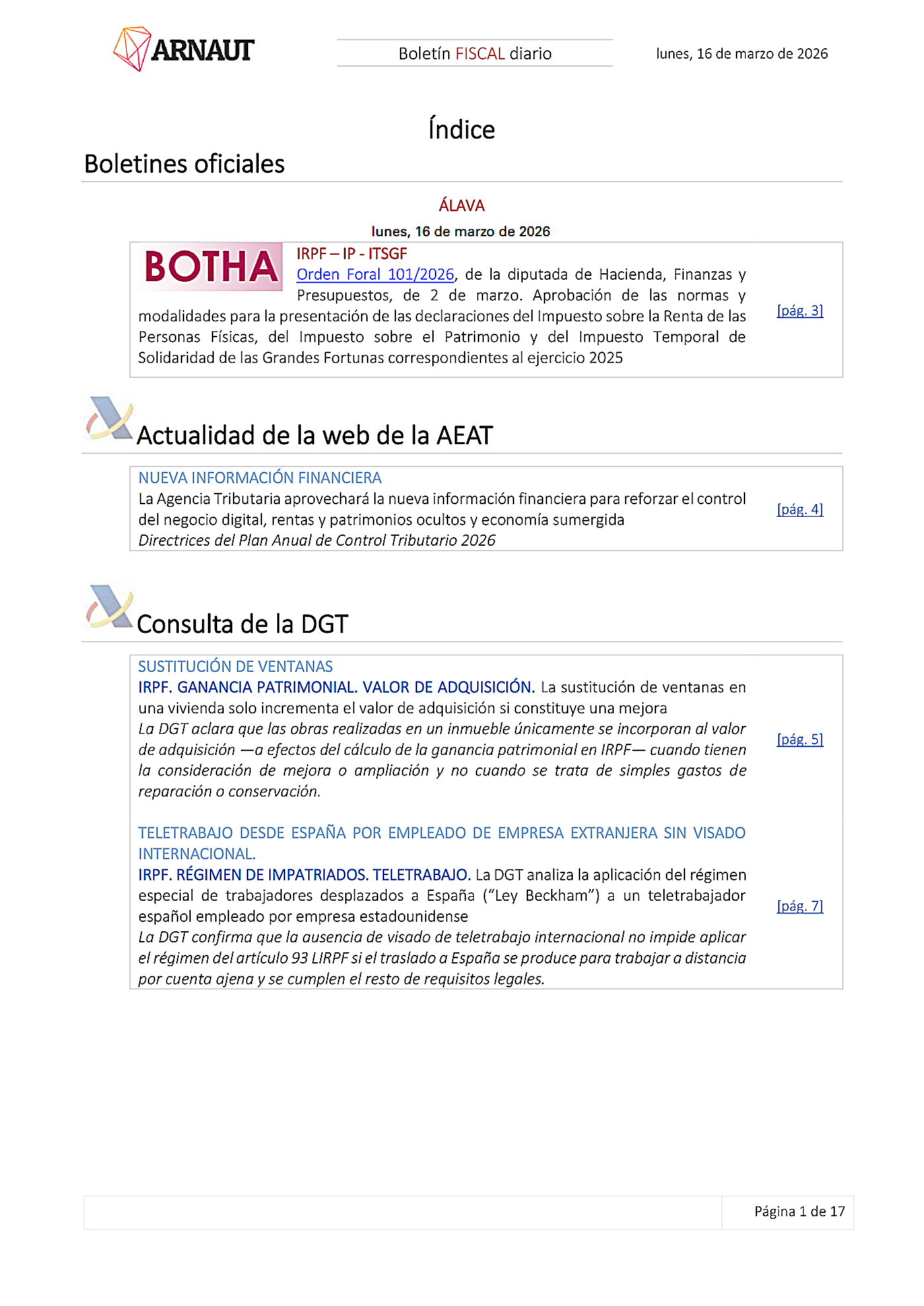 Boletín fiscal 16/03/2026