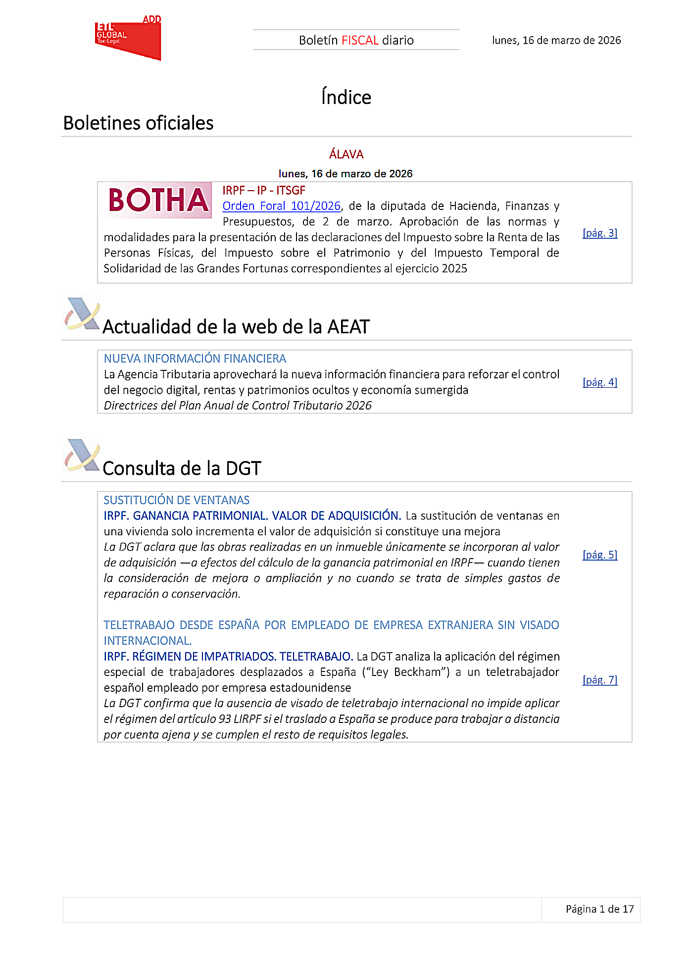 Boletín fiscal 16/03/2026