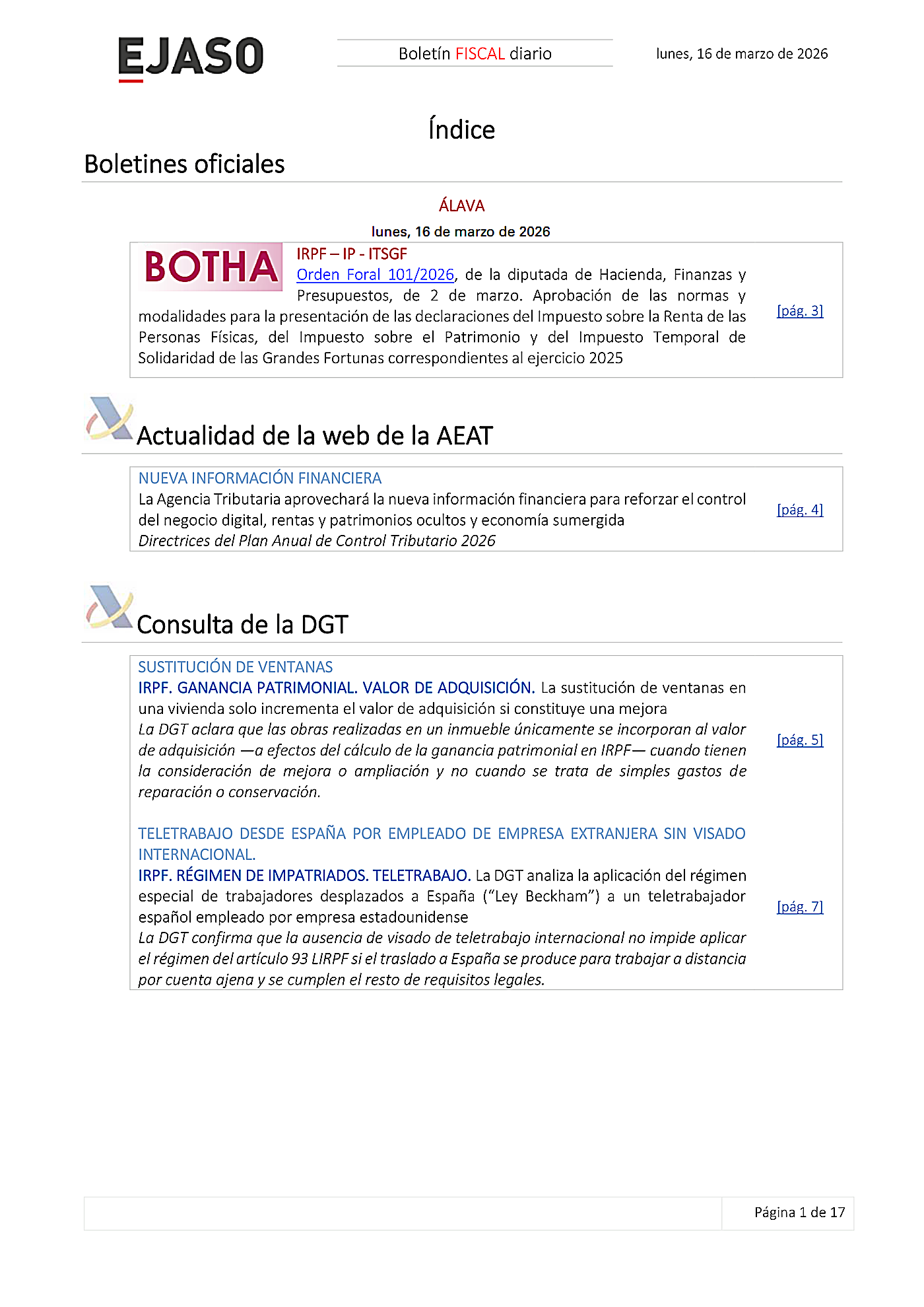 Boletín fiscal 16/03/2026
