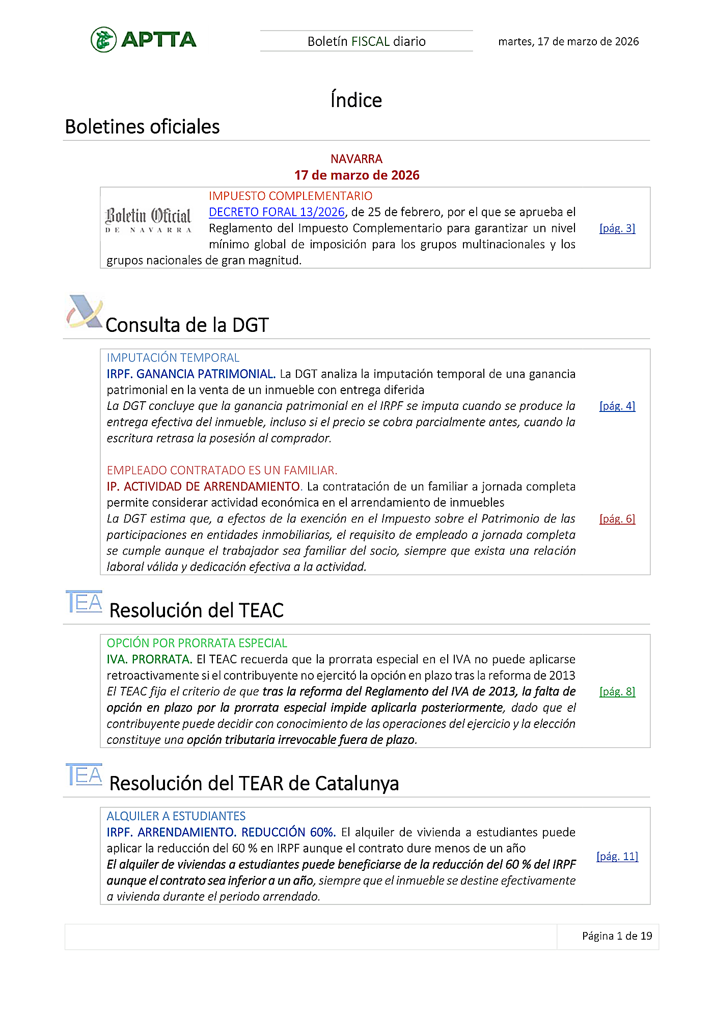 Boletín fiscal 17/03/2026